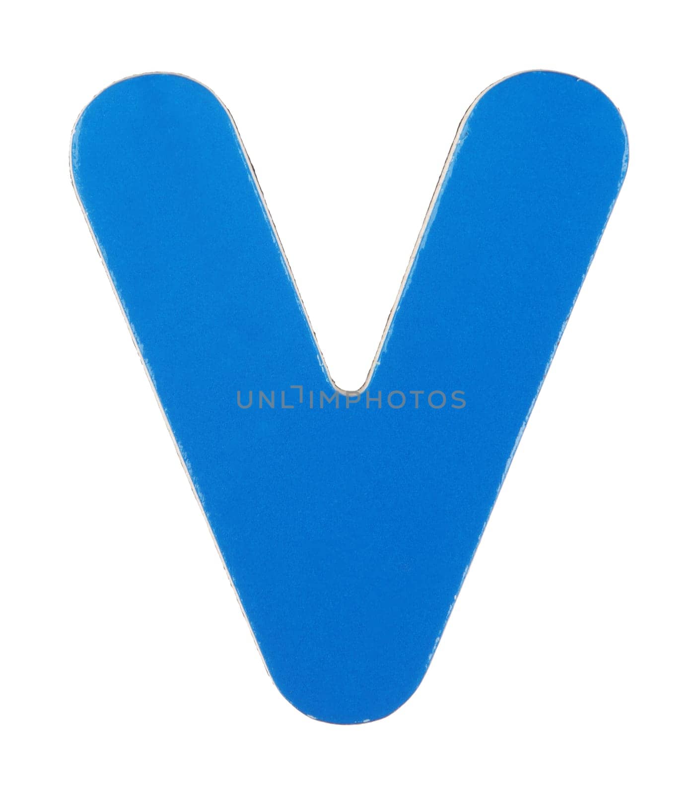 An upper case V magnetic letter on white with clipping path