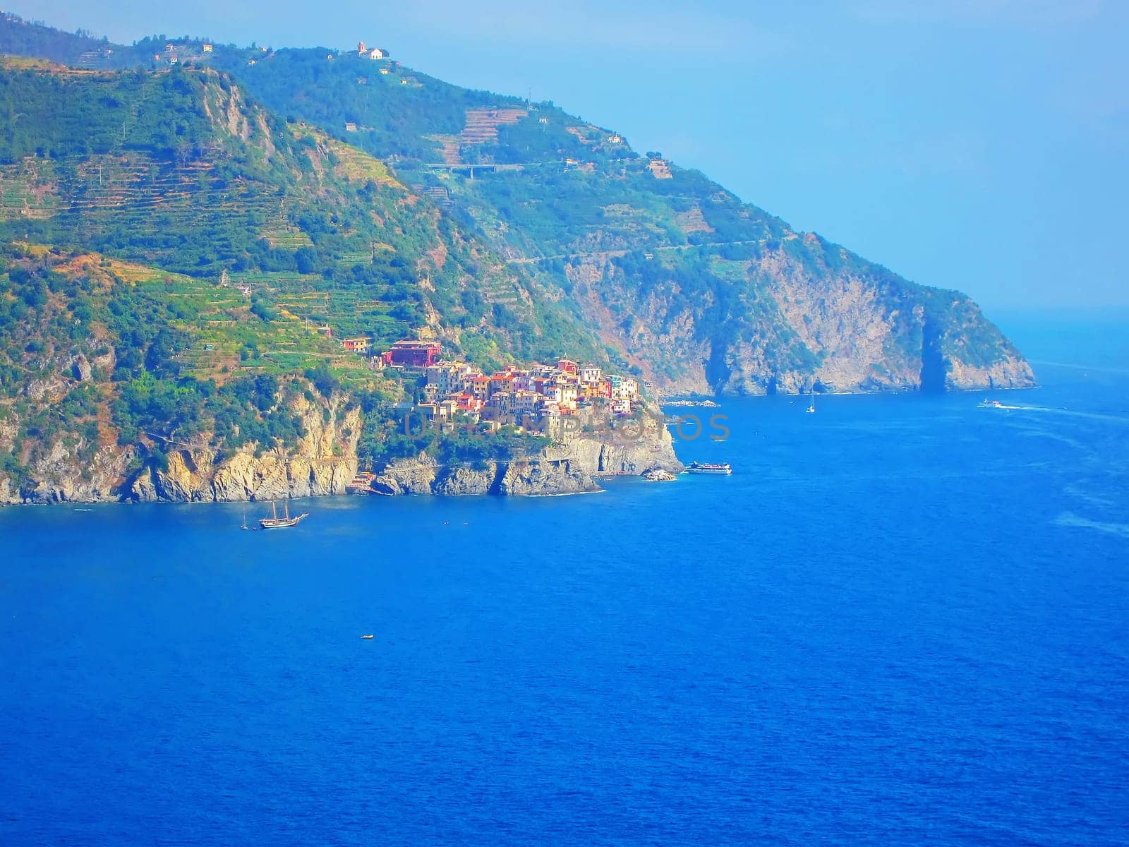 View of the  Corniglia on Italian Coast