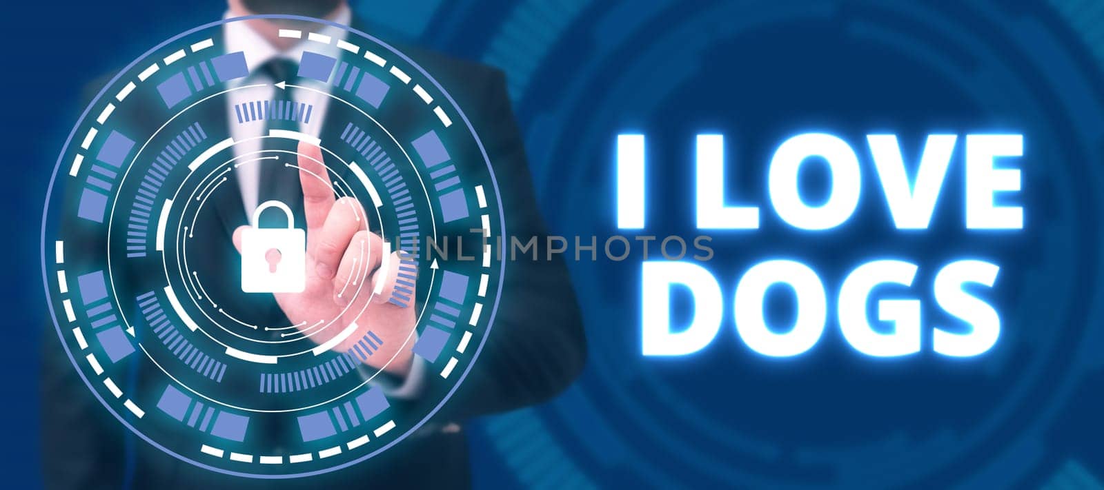 Text sign showing I Love Dogs, Business idea Have good feelings towards canines To like pets animals