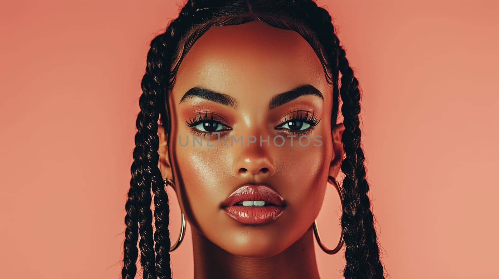Beauty stylish portrait of fashion young African woman with dreadlocks hair, beautiful trendy female model posing on studio background