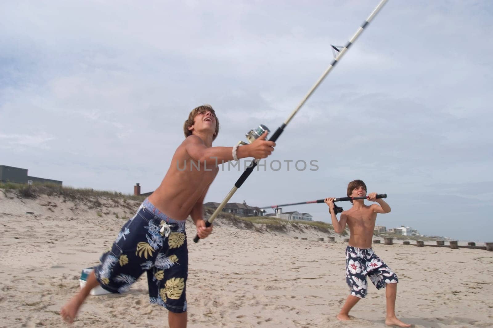 Two brothers fishing at Long Beach Island in New Jersey.