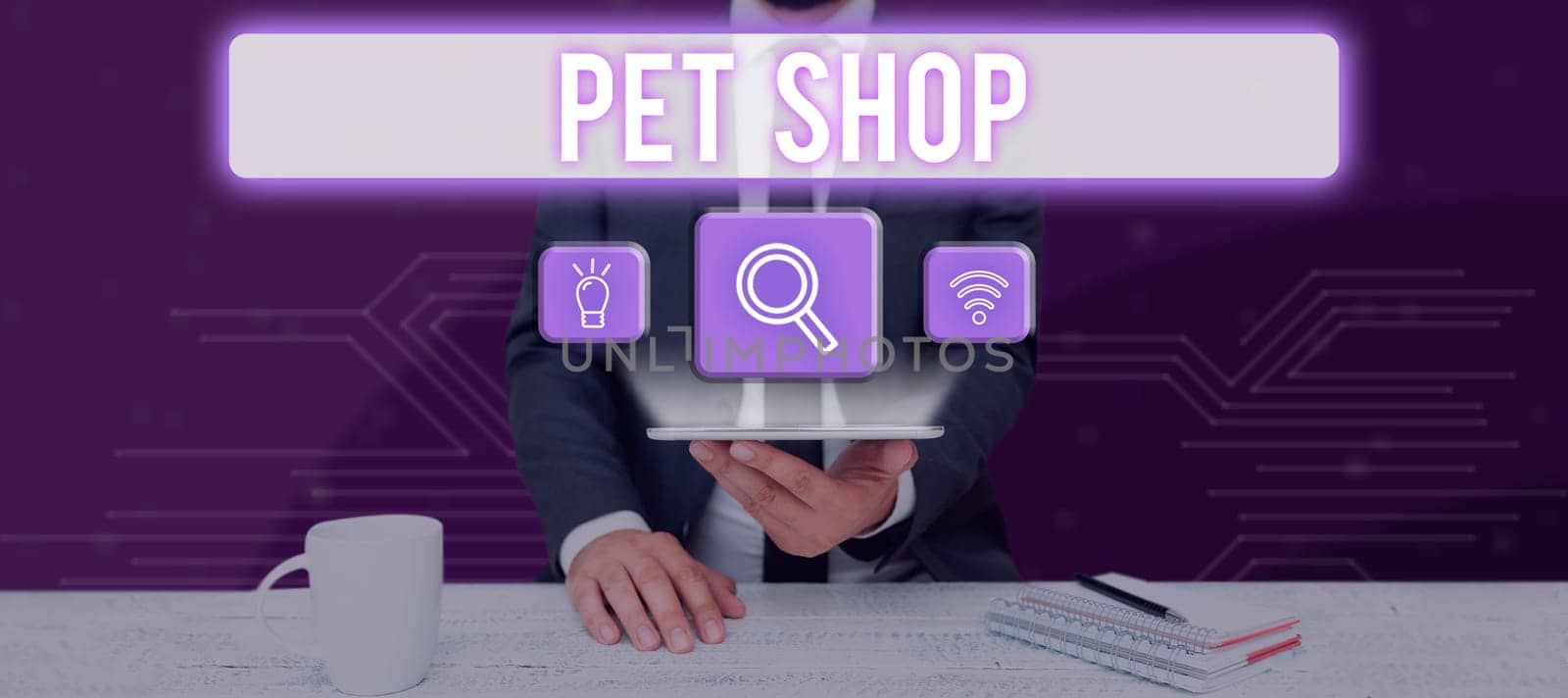 Writing displaying text Pet Shop, Business showcase Retail business that sells different kinds of animals to the public