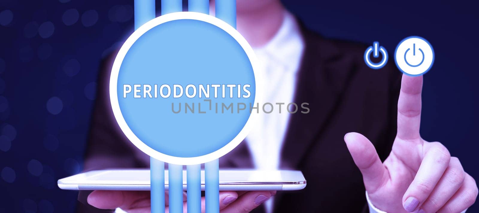 Writing displaying text Periodontitis, Business showcase Swelling of the tissue around the teeth Shrinkage of the gums