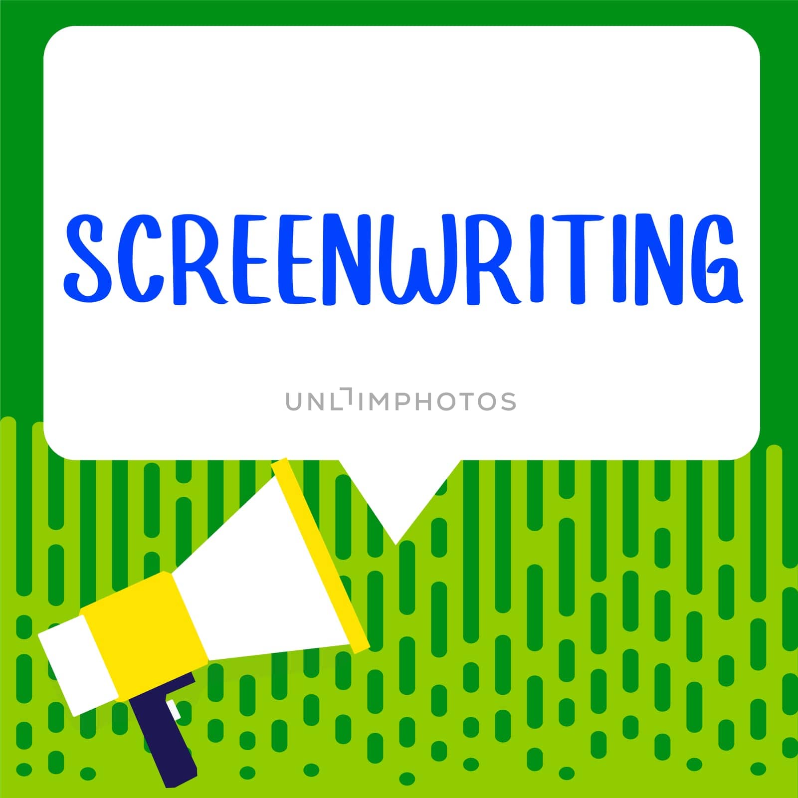 Text caption presenting Screenwriting, Business idea the art and craft of writing scripts for media communication