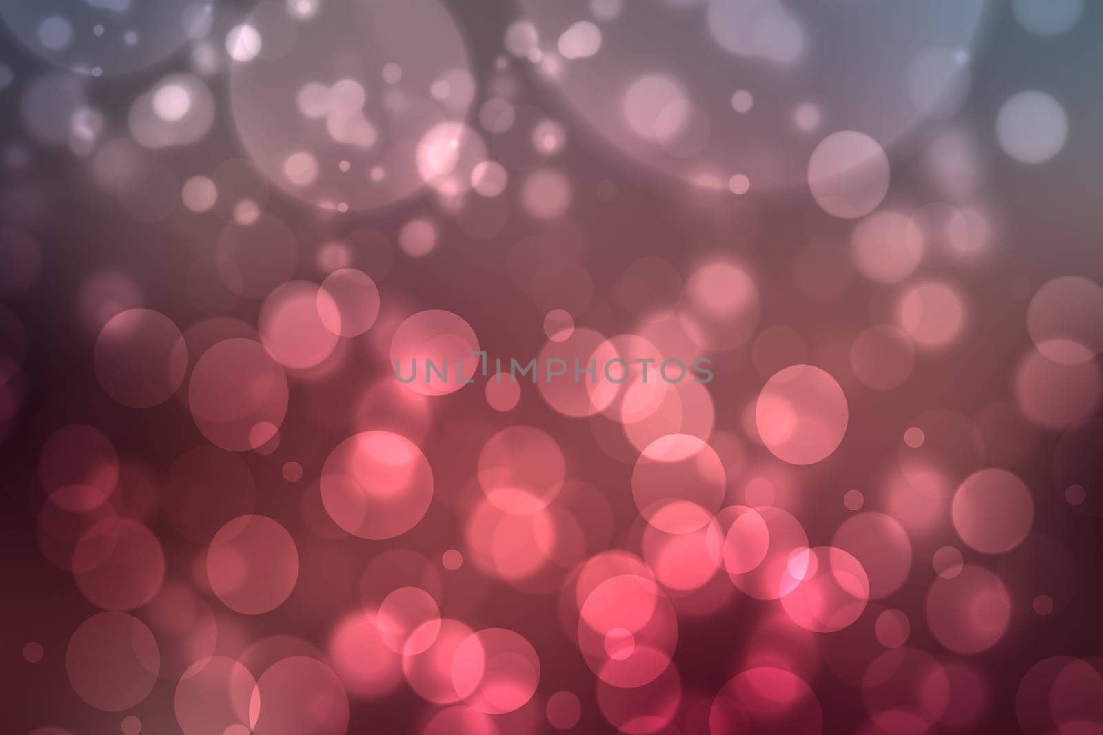 A festive abstract gradient orange pink red background texture with glitter defocused sparkle bokeh circles . Card concept for Happy New Year, party invitation, valentine or other holidays.