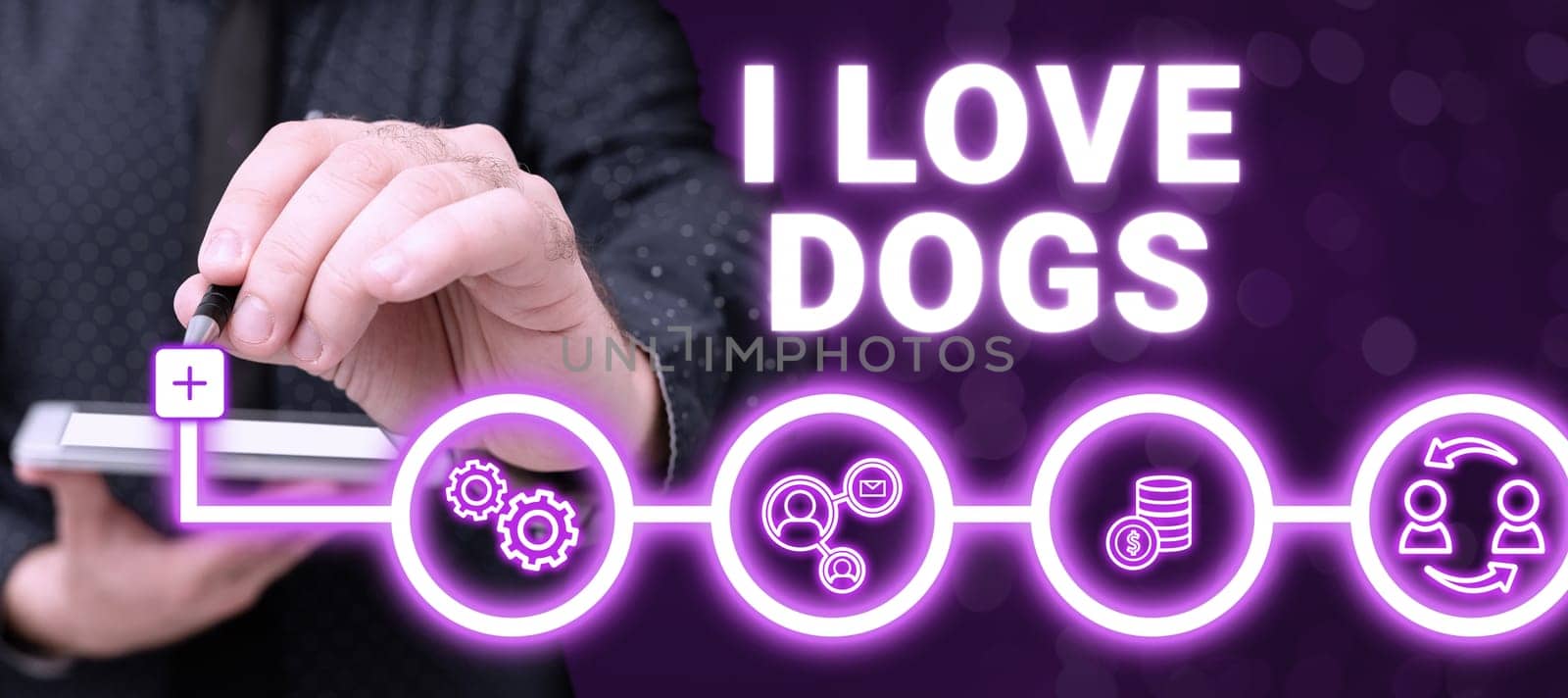 Inspiration showing sign I Love Dogs, Internet Concept Have good feelings towards canines To like pets animals