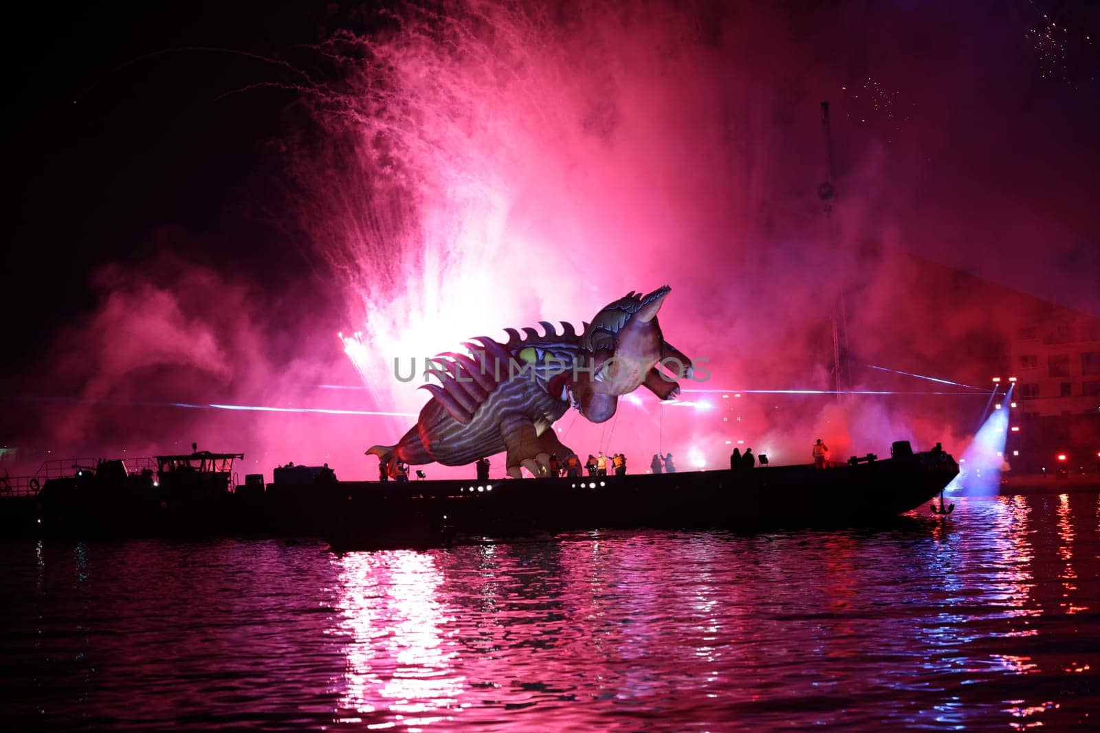 Cracow, Poland - June 4, 2022: Great Dragon Parade. The Great Outdoor Show on the Vistula River.