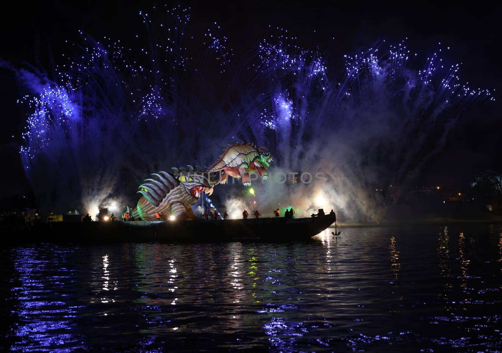 Cracow, Poland - June 4, 2022: Great Dragon Parade. The Great Outdoor Show on the Vistula River.