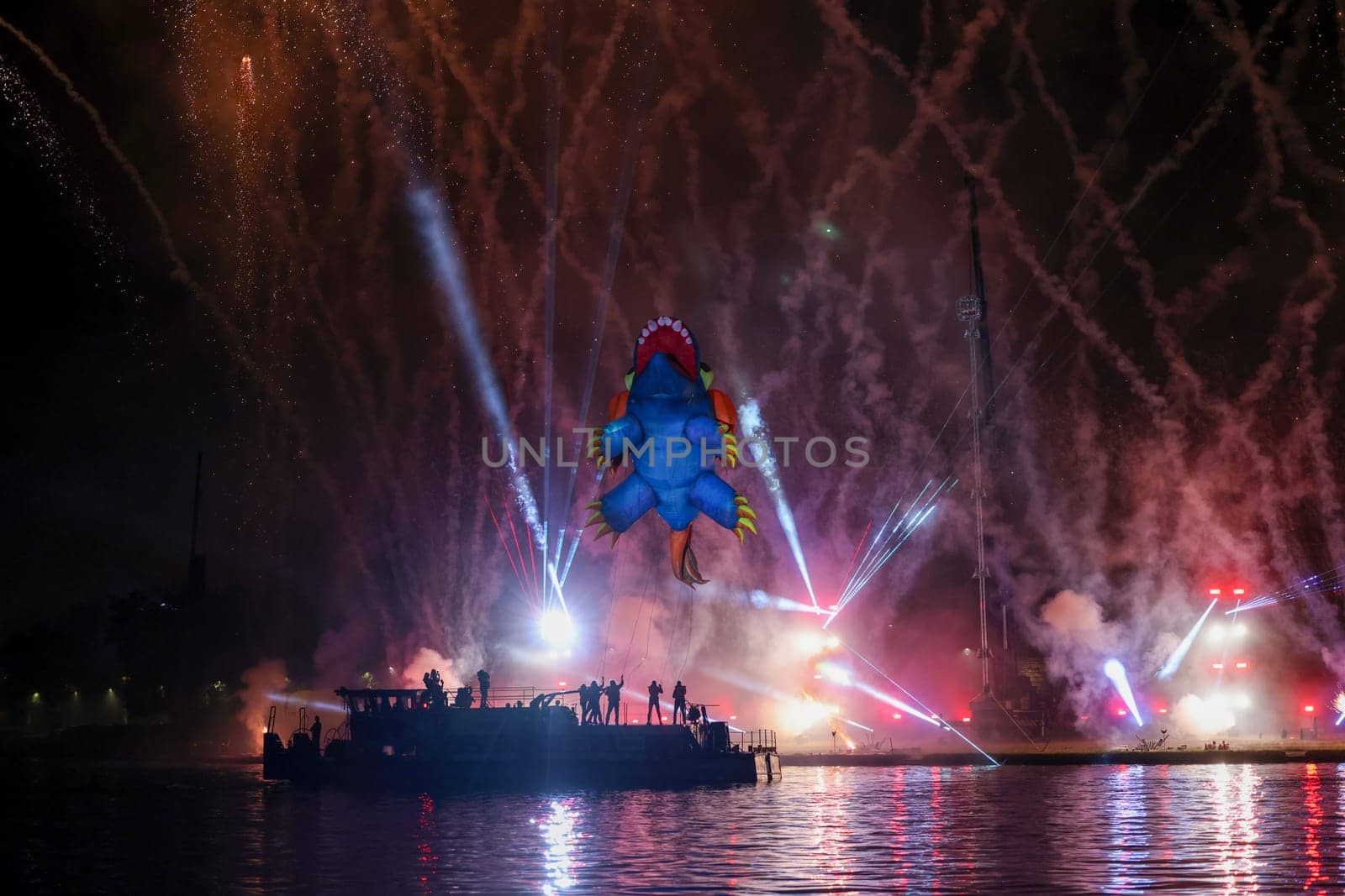 Cracow, Poland - June 4, 2022: Great Dragon Parade. The Great Outdoor Show on the Vistula River.
