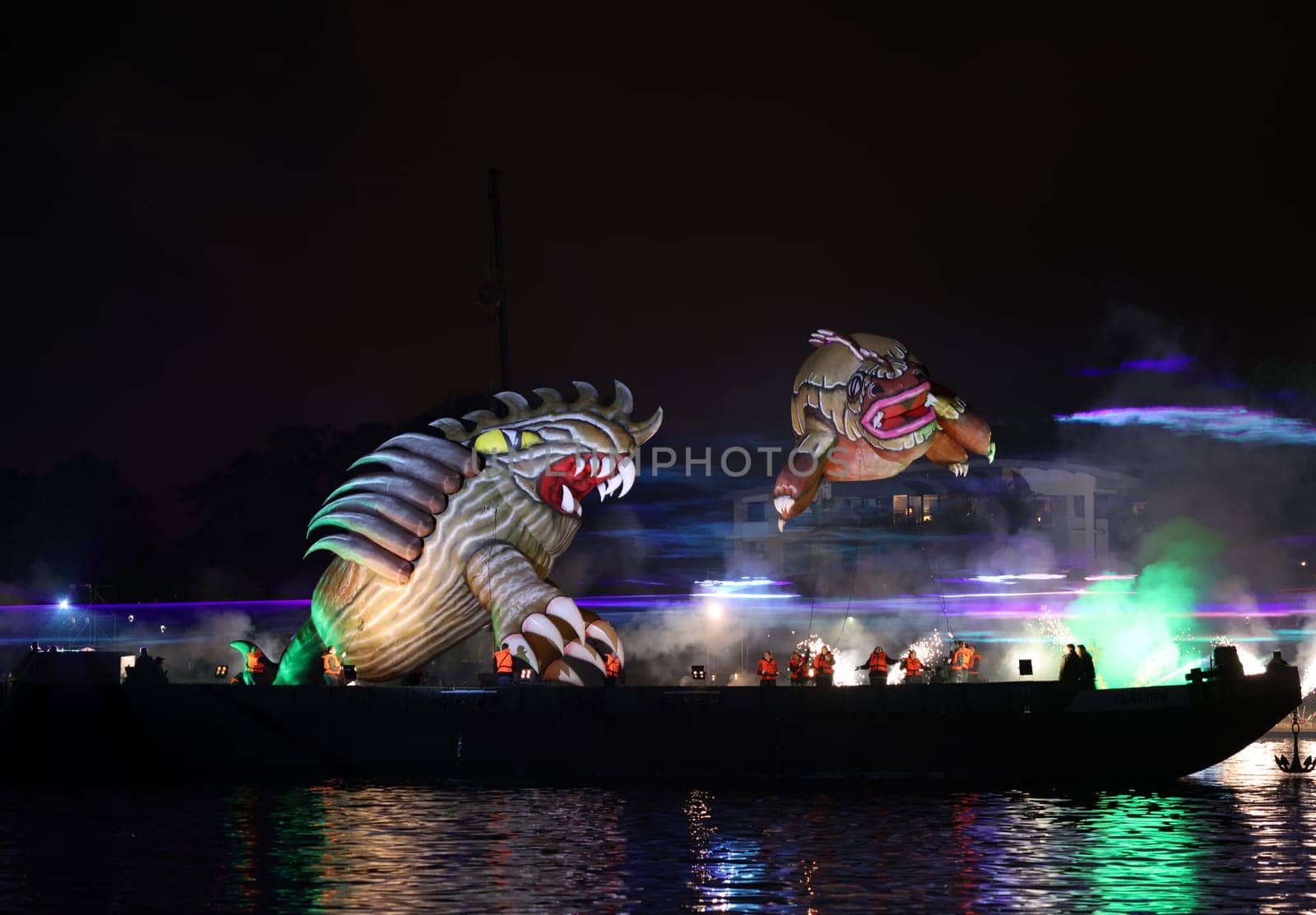 Cracow, Poland - June 4, 2022: Great Dragon Parade. The Great Outdoor Show on the Vistula River.