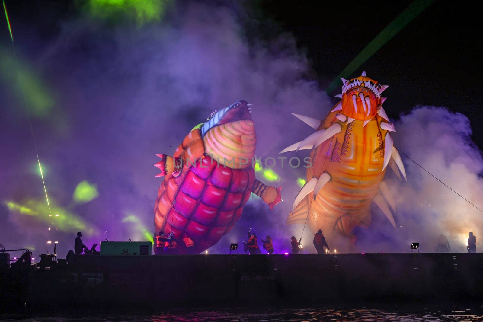Cracow, Poland - June 4, 2022: Great Dragon Parade. The Great Outdoor Show on the Vistula River.