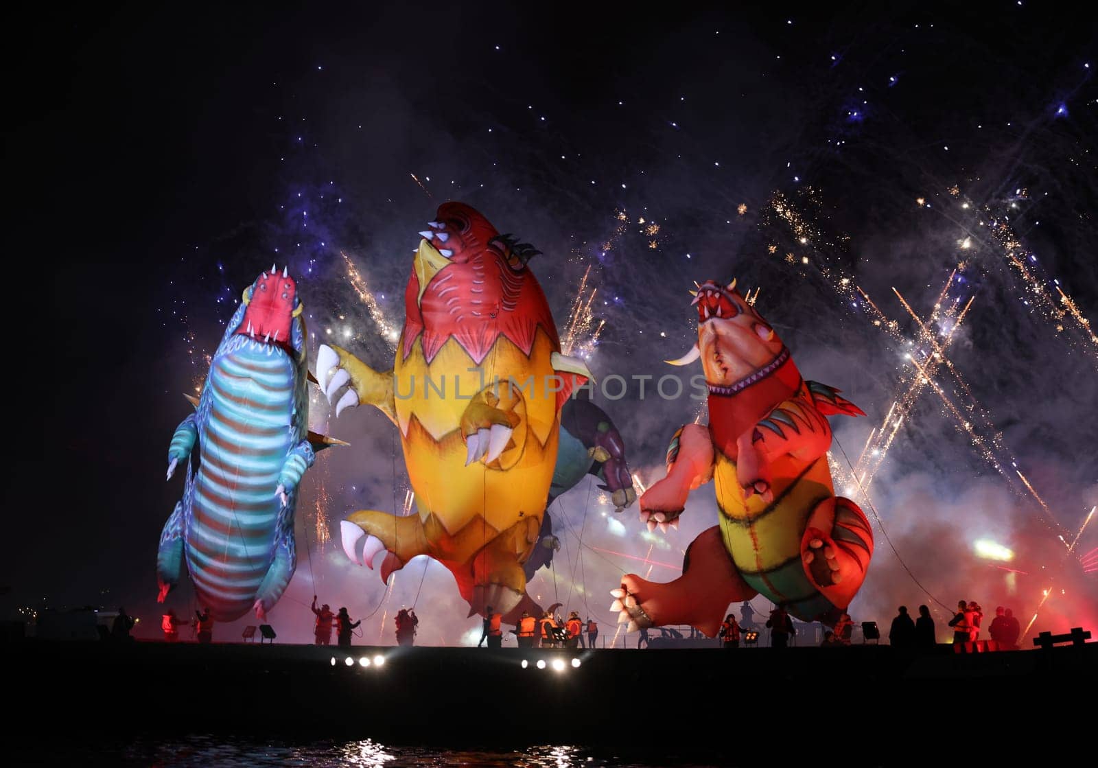 Cracow, Poland - June 4, 2022: Great Dragon Parade. The Great Outdoor Show on the Vistula River.