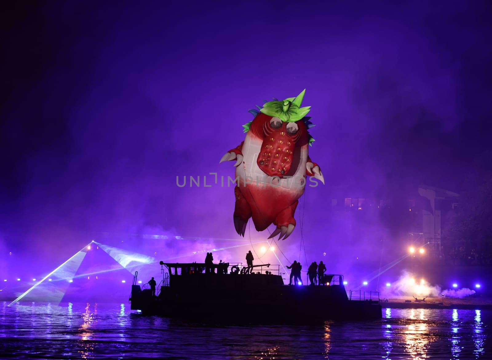Cracow, Poland - June 4, 2022: Great Dragon Parade. The Great Outdoor Show on the Vistula River.