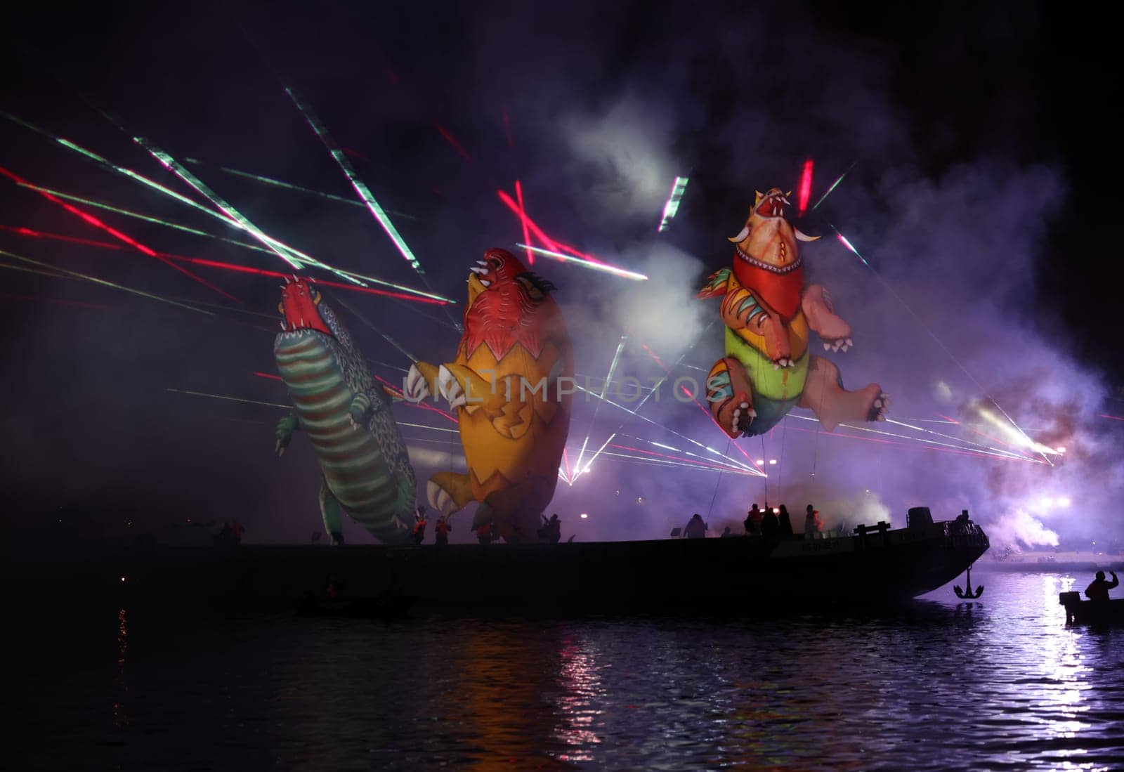 Cracow, Poland - June 4, 2022: Great Dragon Parade. The Great Outdoor Show on the Vistula River.