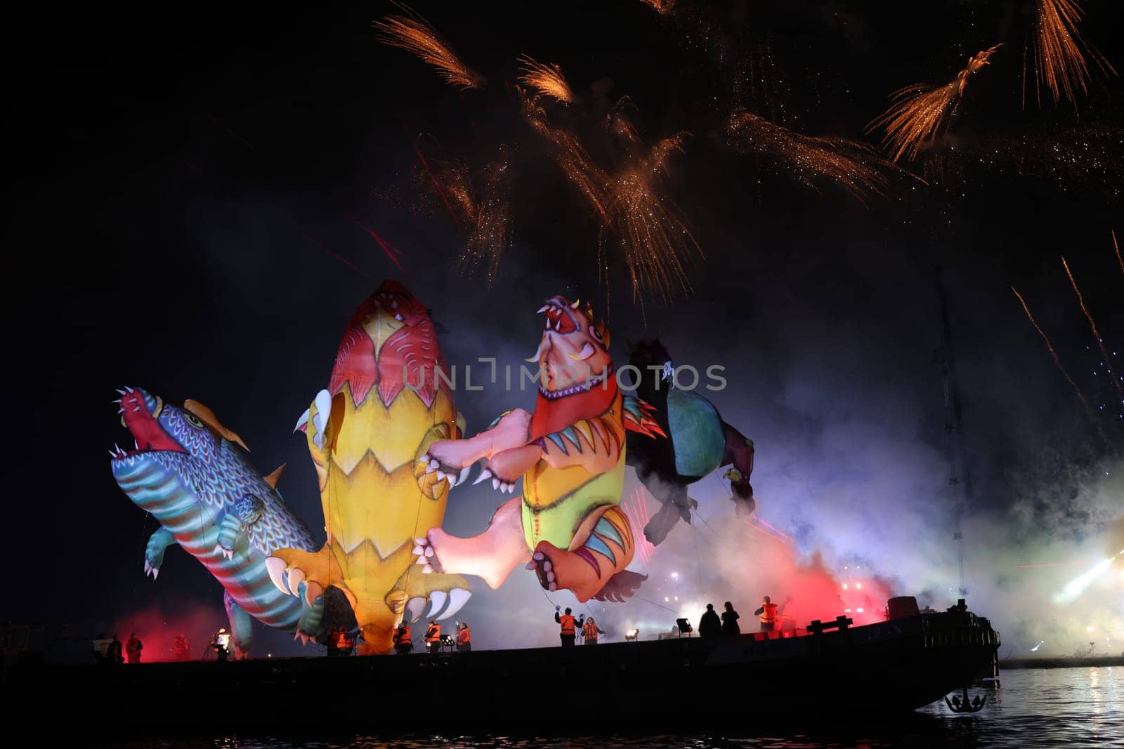 Cracow, Poland - June 4, 2022: Great Dragon Parade. The Great Outdoor Show on the Vistula River.