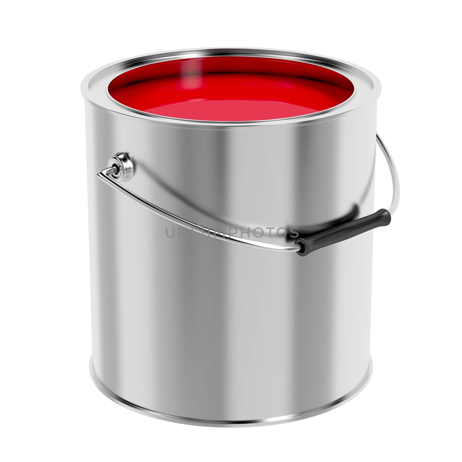 Canister with red paint isolated on white background