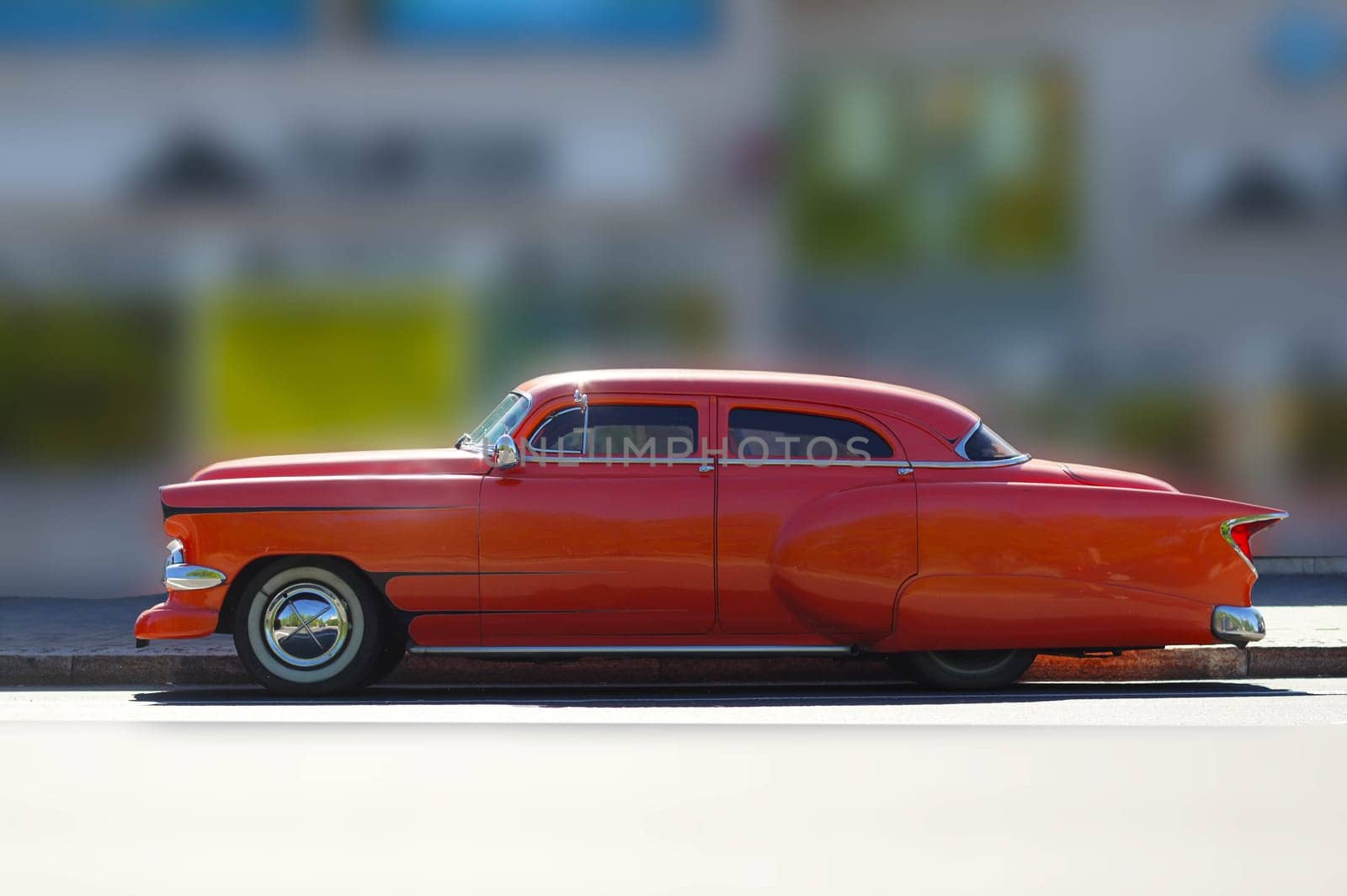 big orange american car, classic style 60s of the 20th century concept of speed and luxury