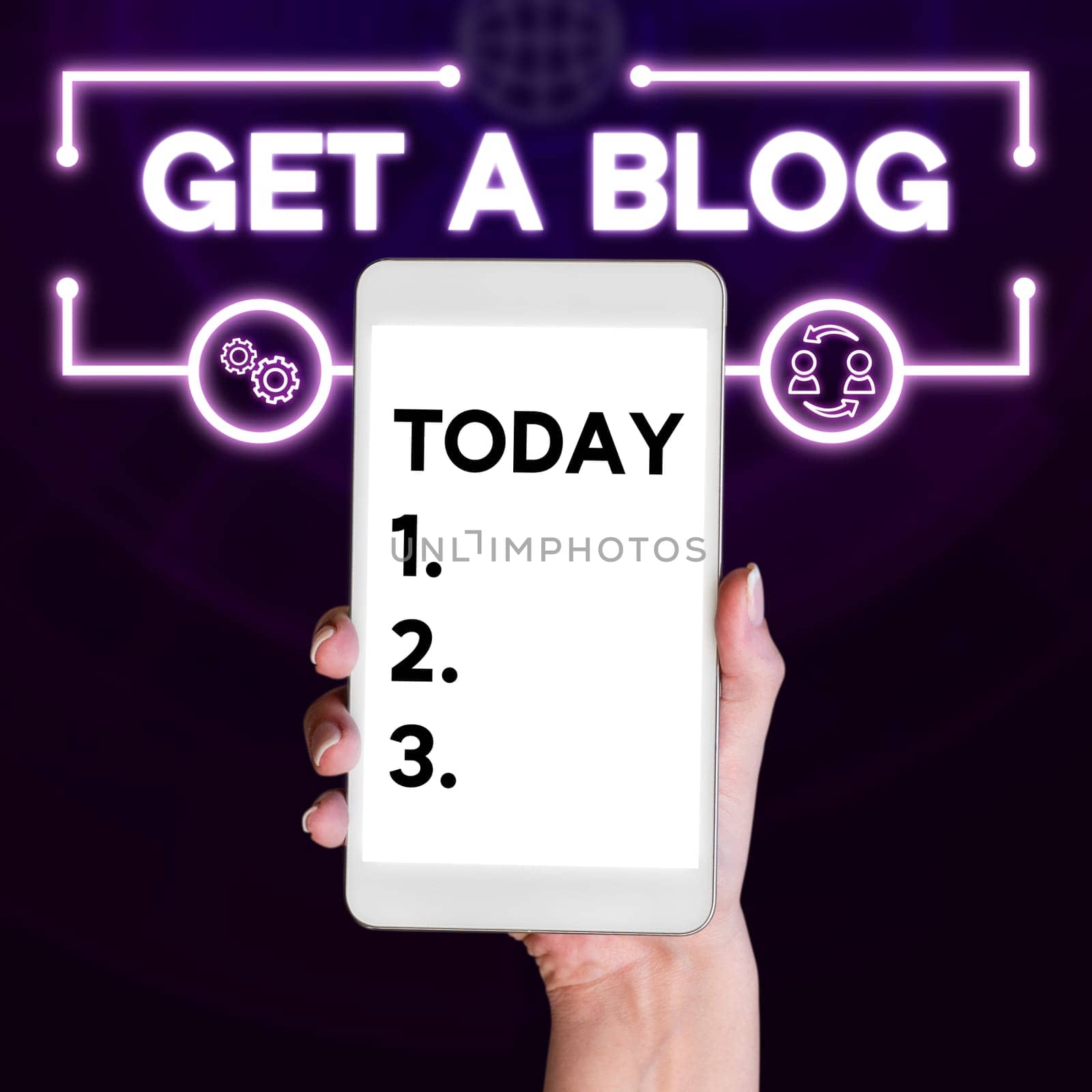 Text caption presenting Get A Blog, Internet Concept Start writing on social networks blogging modern communication