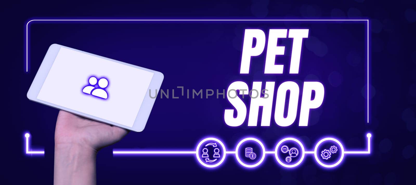 Sign displaying Pet Shop, Business showcase Retail business that sells different kinds of animals to the public