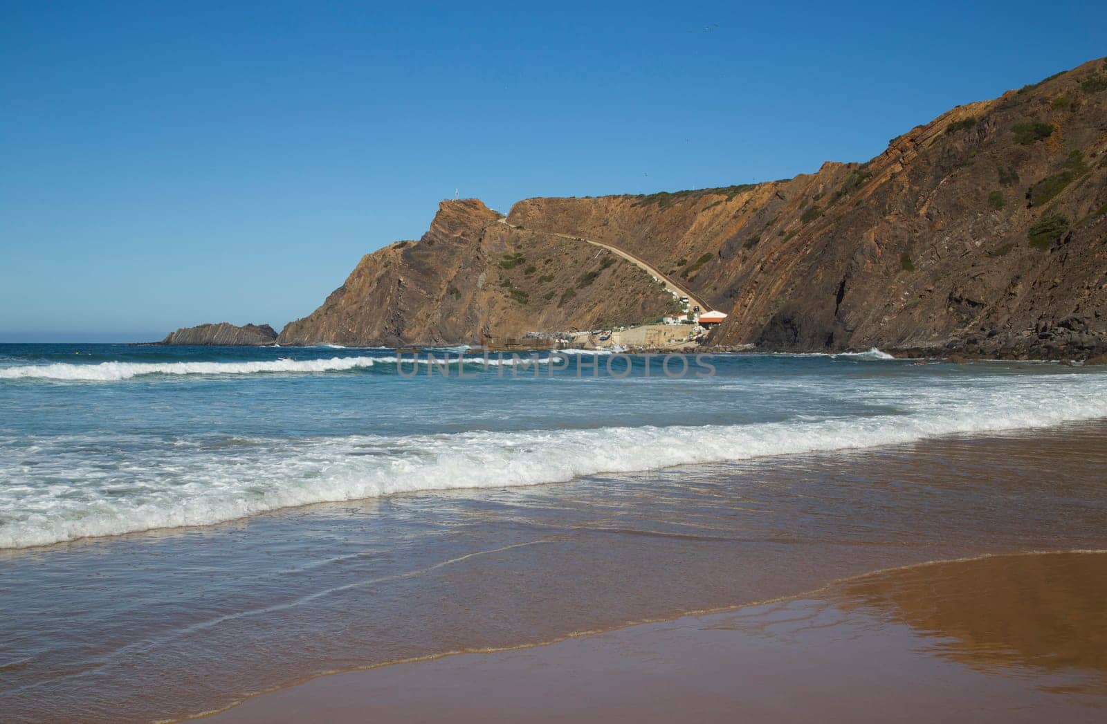 Beautiful empty beach of Arrifana, in Alentejo, Portugal