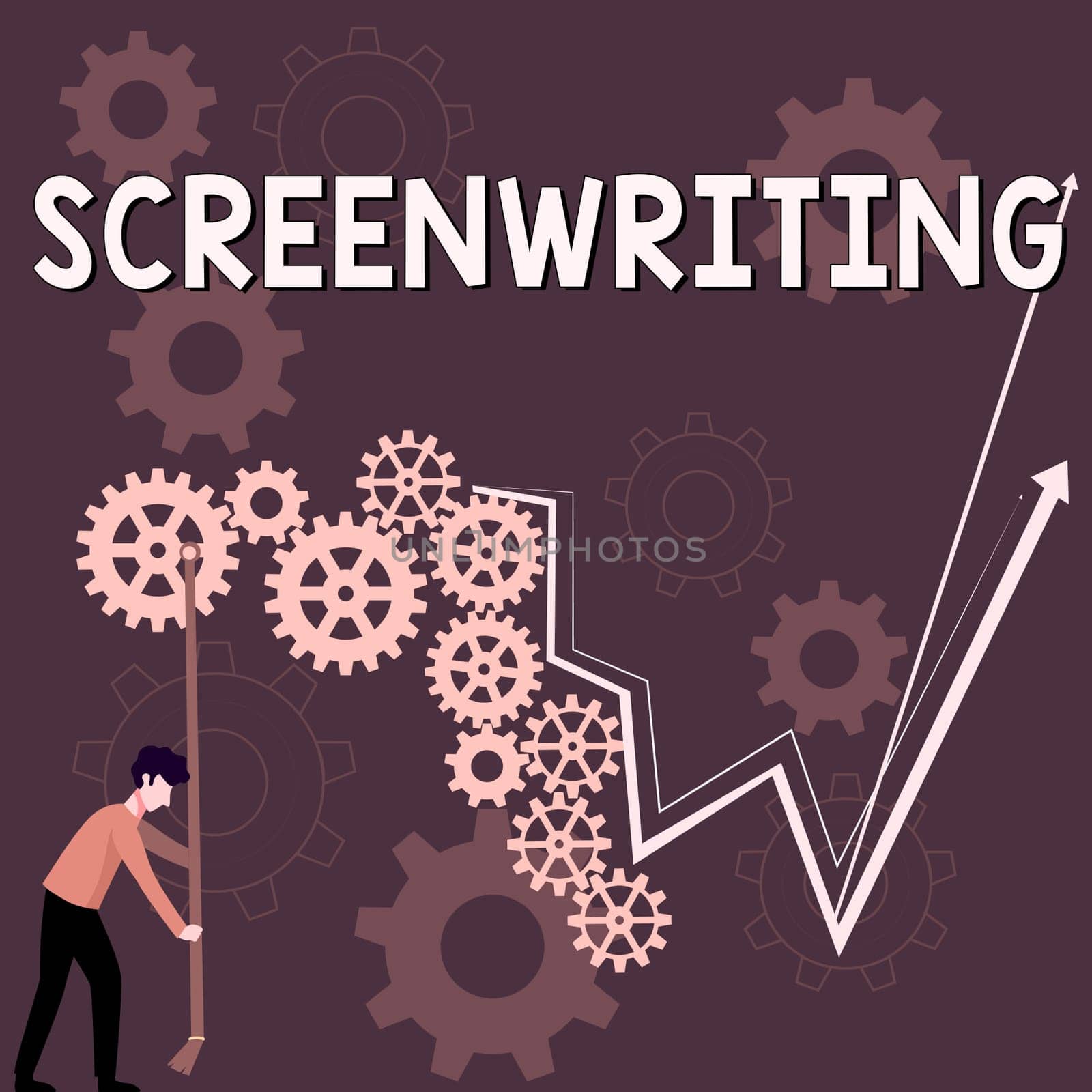 Text sign showing Screenwriting, Internet Concept the art and craft of writing scripts for media communication