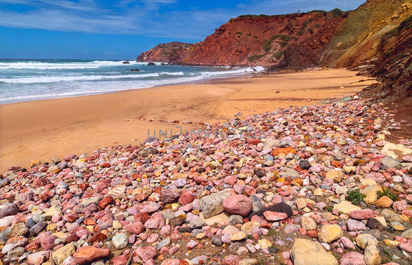 Beautiful empty beach in Algarve west coast, Portugal