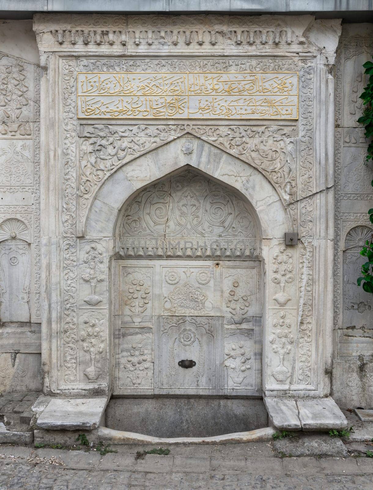 Marble sculpted drinking fountain, also Sabil, located in Fatih District near Sultanahmet square, Istanbul, Turkey