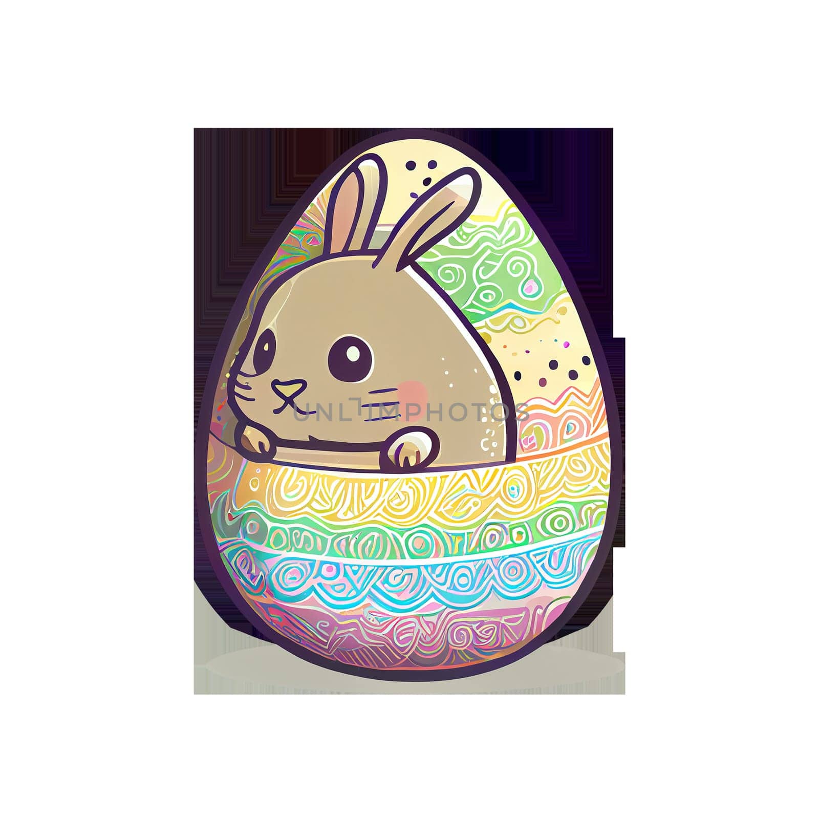 Easter Day Concept. Watercolor easter bunny in the eggs, elements illustrations, cartoon holiday painted transparent background, Generative AI