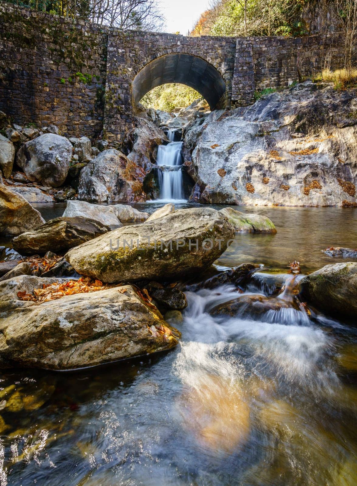 Beautiful waterfall by the Forest Heritage National Scenic Byway in North Carolina