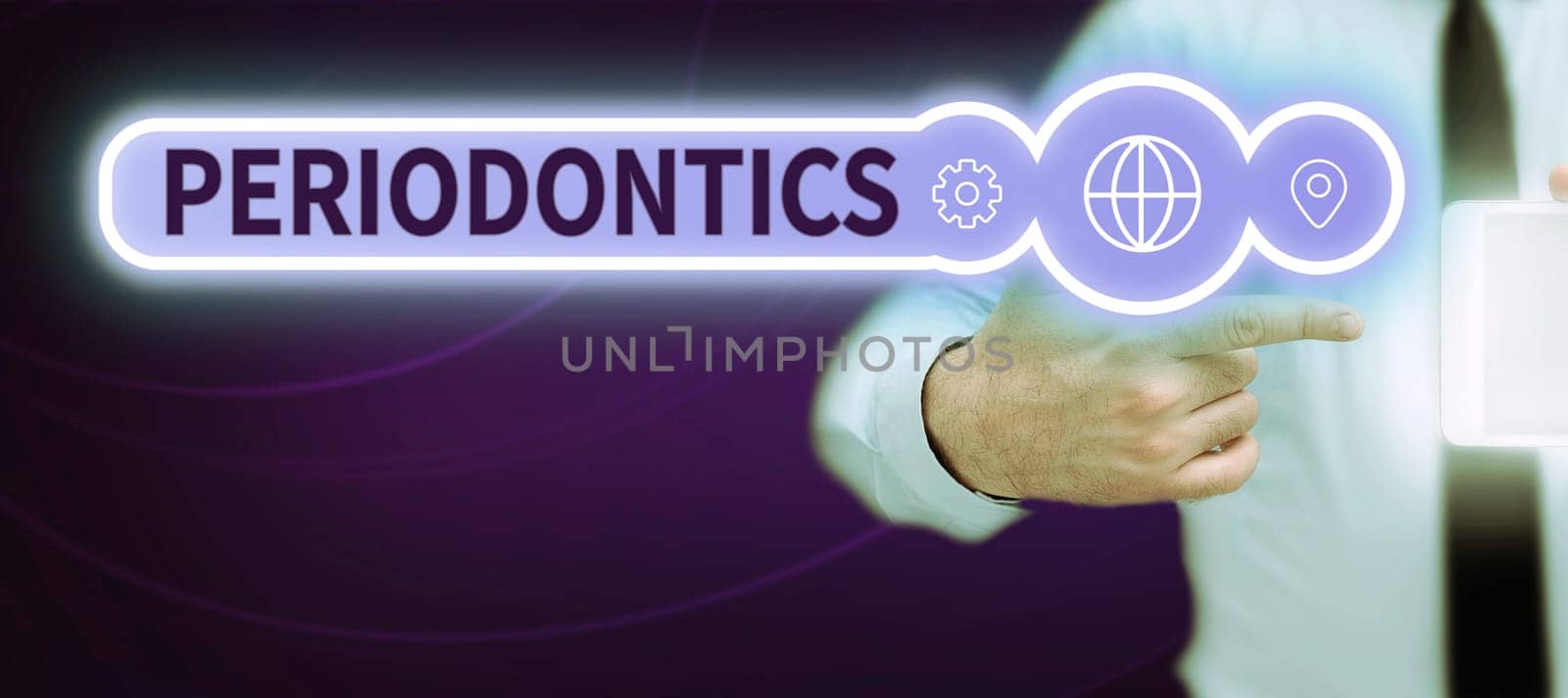 Writing displaying text Periodontics, Business concept a branch of dentistry deals with diseases of teeth, gums, cementum