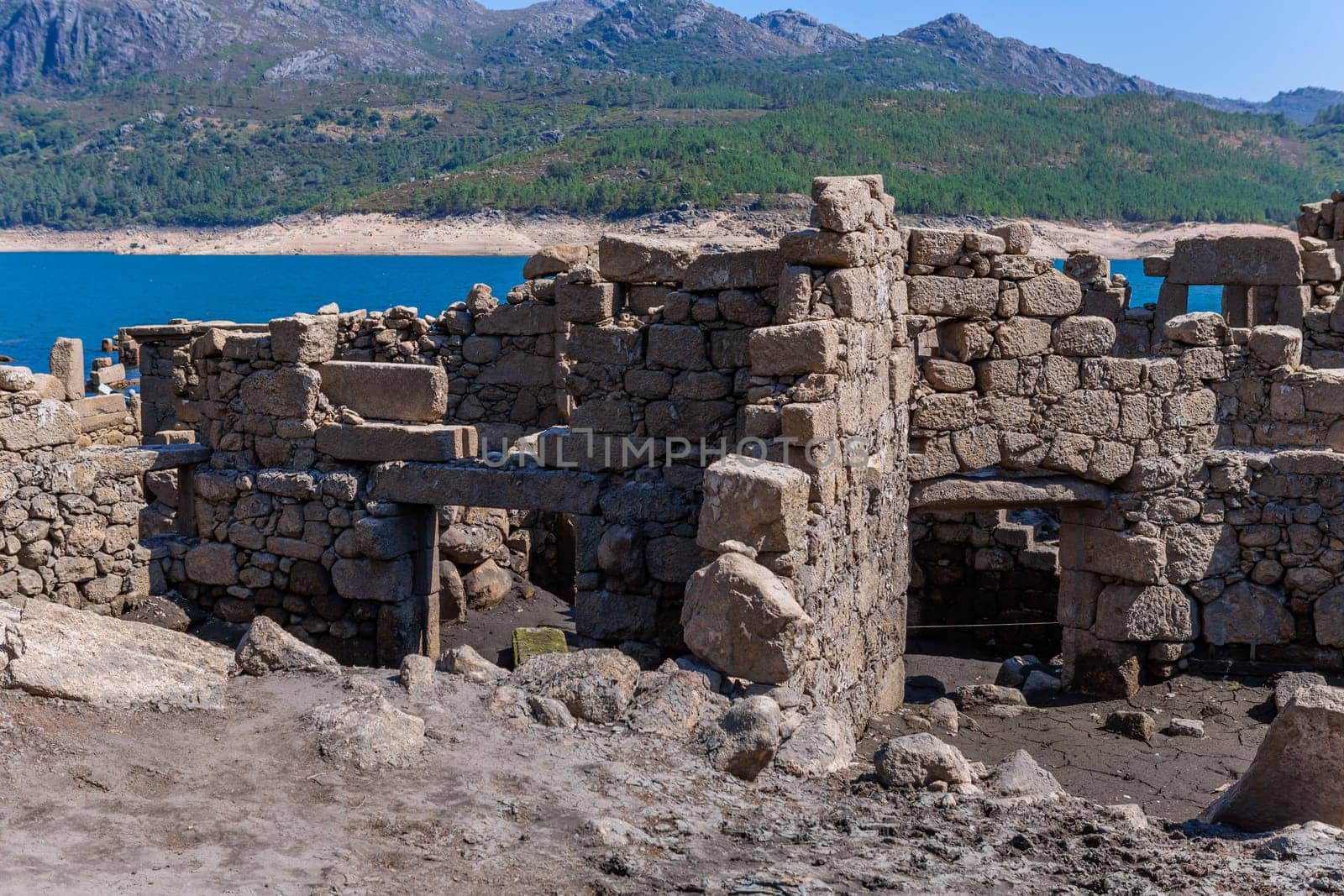 Old ruins of Vilarinho das Furnas, was a village, located in Campo de Geres, Terras de Bouro, on margins of River Homem, in 1972, it was intentionally submerged.