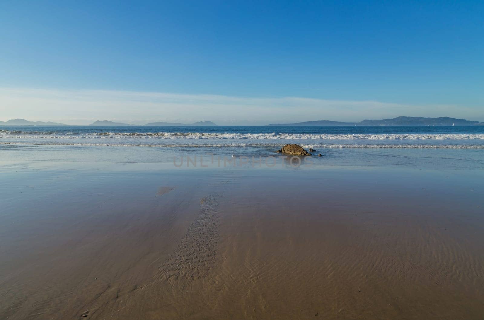 Morning winter day in Samil beach, Vigo. Spain