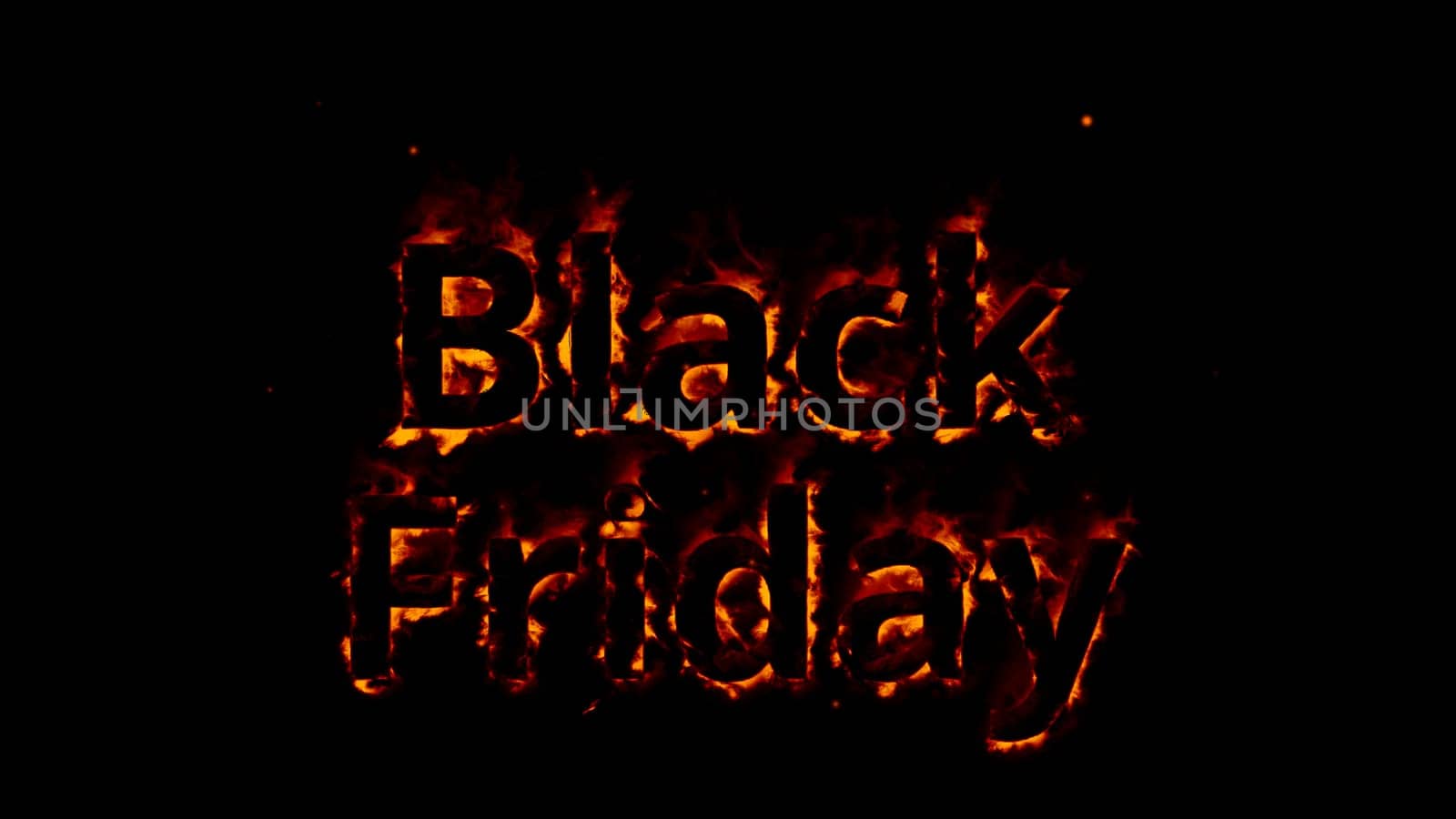 balck friday written with burning letters and accompanied by some sparks