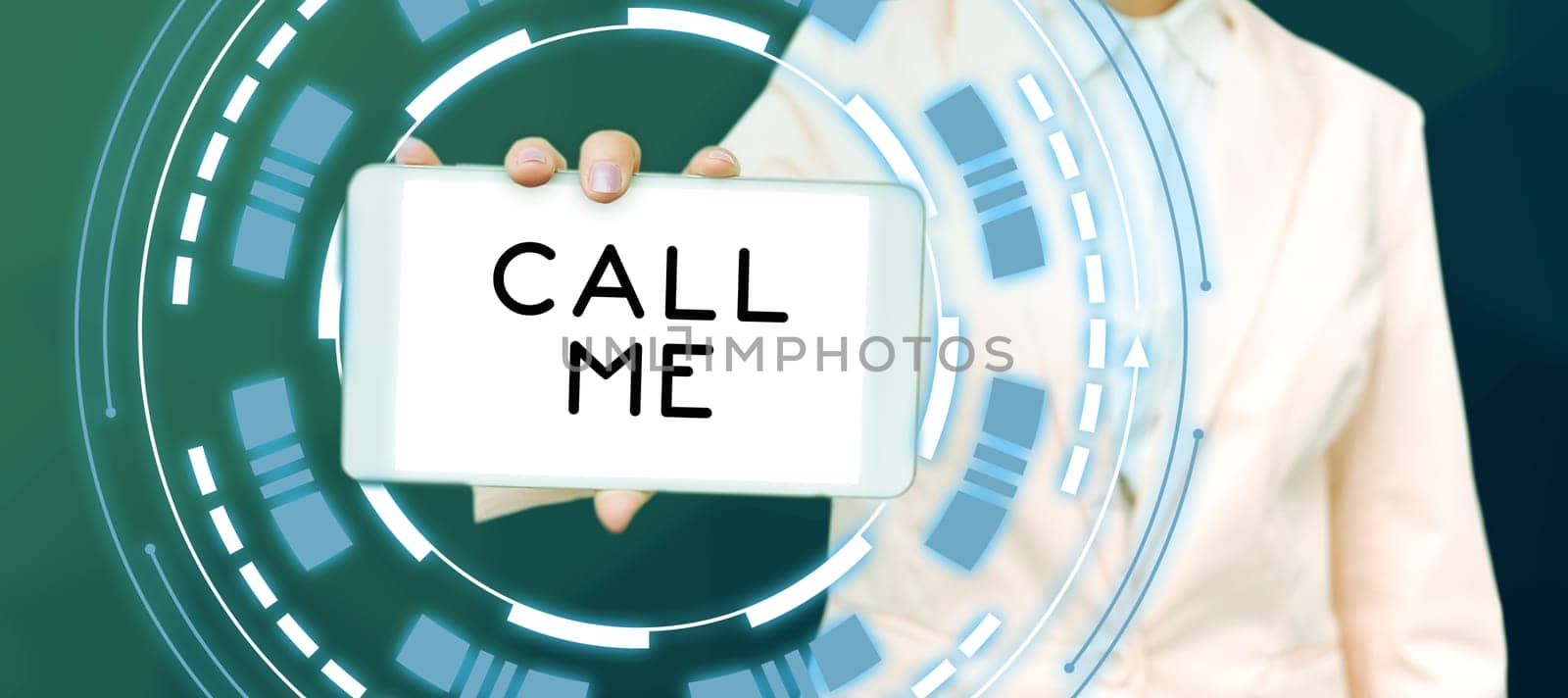Hand writing sign Call Me, Word for Asking for communication by telephone to talk about something