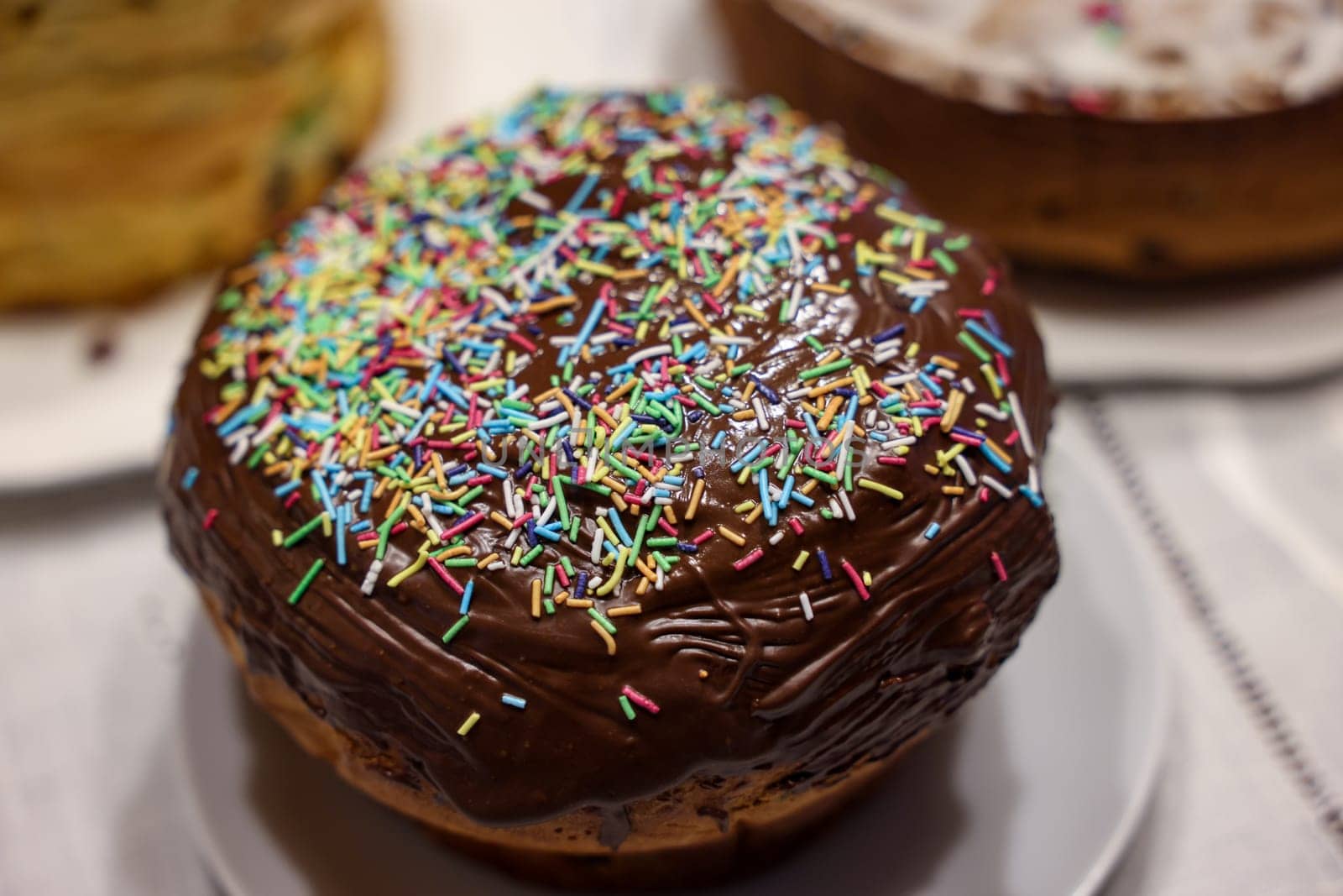 Traditional Ukrainian Easter Cake Kulich or Orthodox Christian Easter Bread.