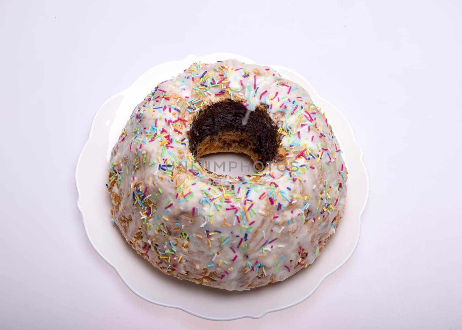 Traditional Ukrainian Easter Cake Kulich or Orthodox Christian Easter Bread.