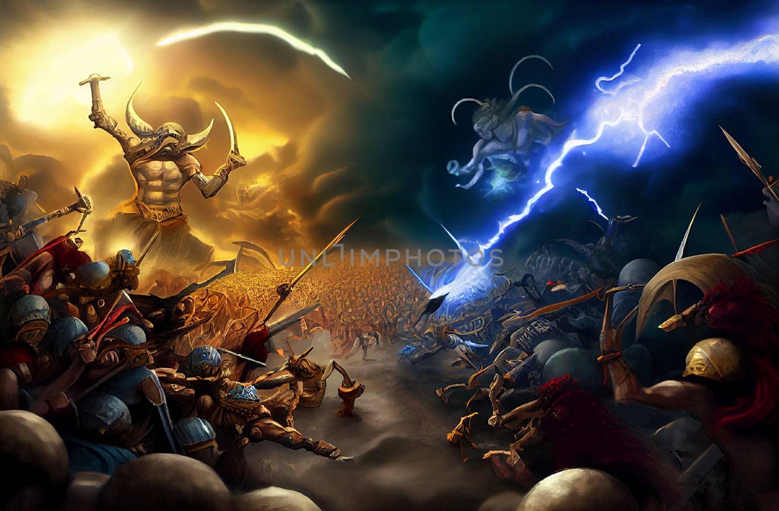 Battle of Armageddon, end times, book of revelation, religion and bible, generative AI