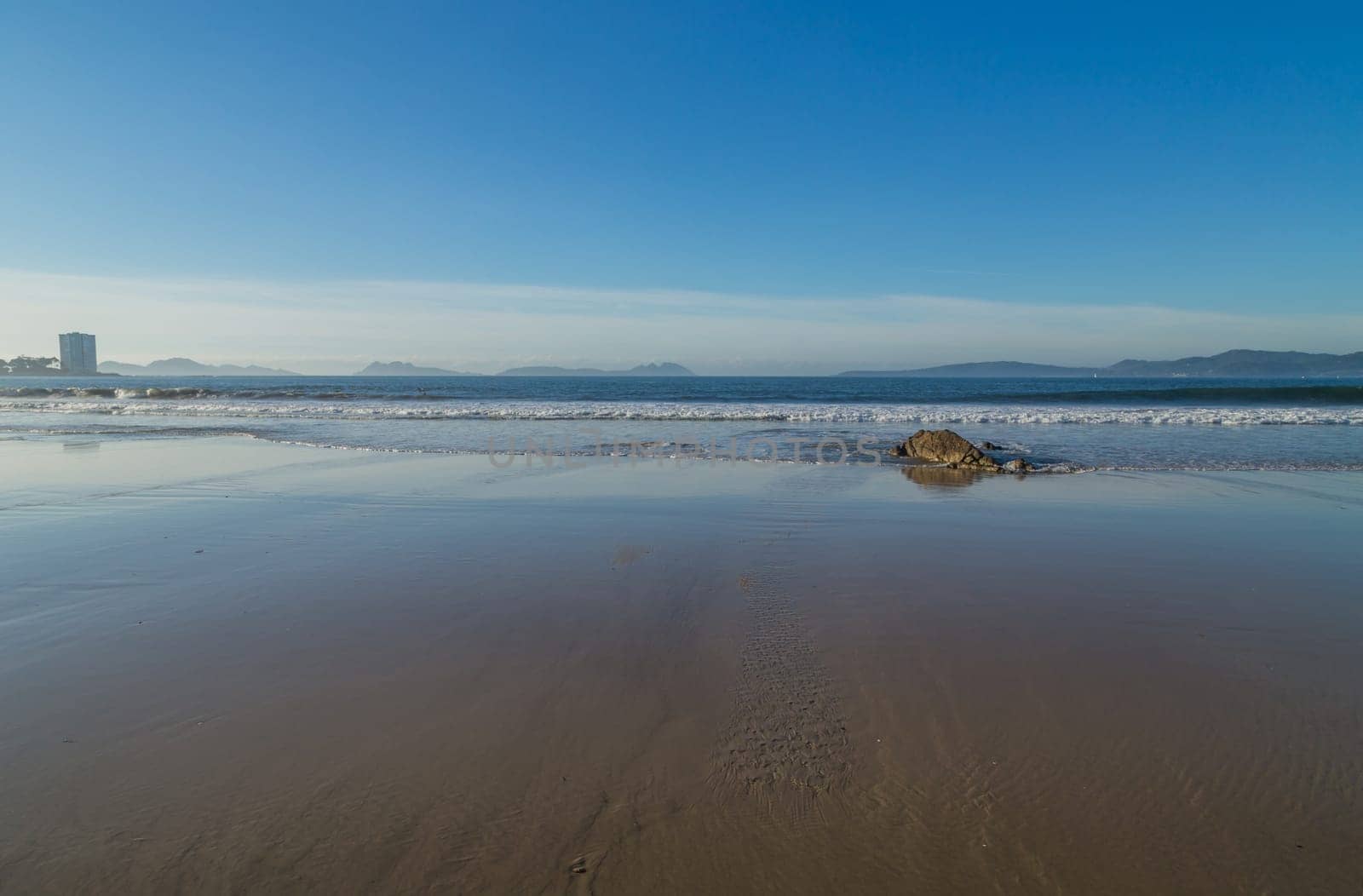 Morning winter day in Samil beach, Vigo. Spain