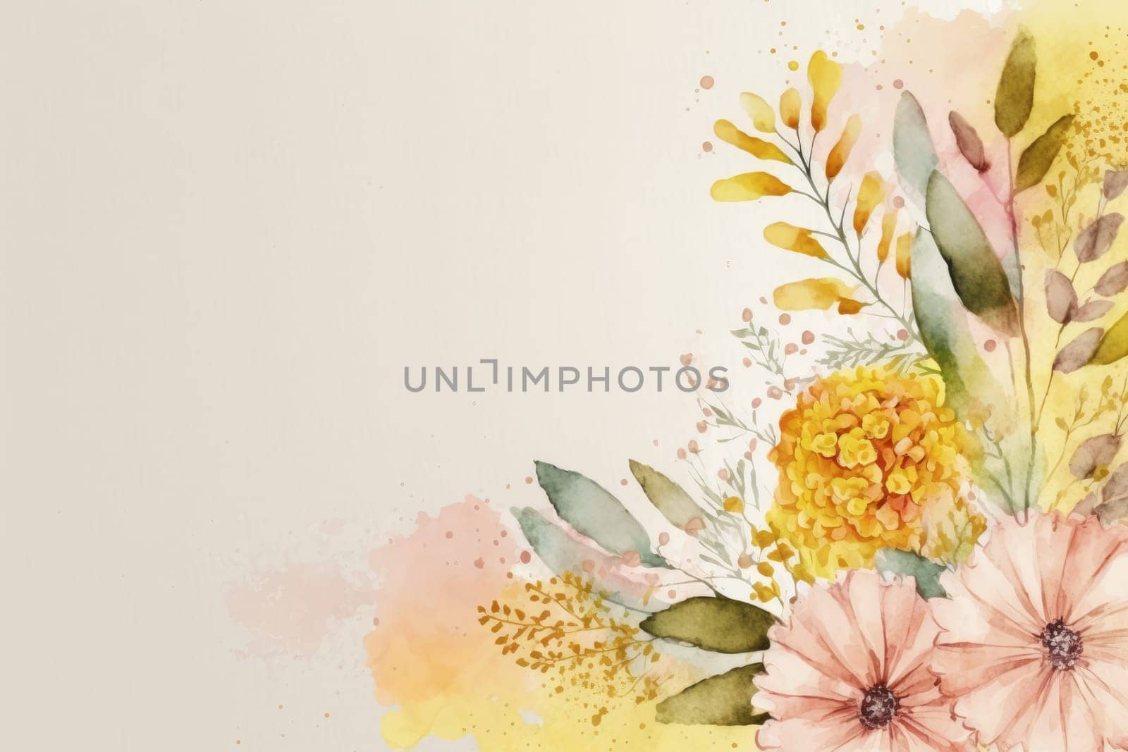 A spring background with pastel-coloured flowers is a natural work of art that showcases the beauty and joy of the season. The soft colour palette, from pale pink to light yellow, creates a sense of calm and serenity in any space. The delicate and elegant flowers add a touch of elegance and sophistication to the background, while the overall ambience is fresh and vibrant. This background is perfect for adding a touch of spring to any design project, whether it's for an advertisement, a website, or to decorate a bedroom.