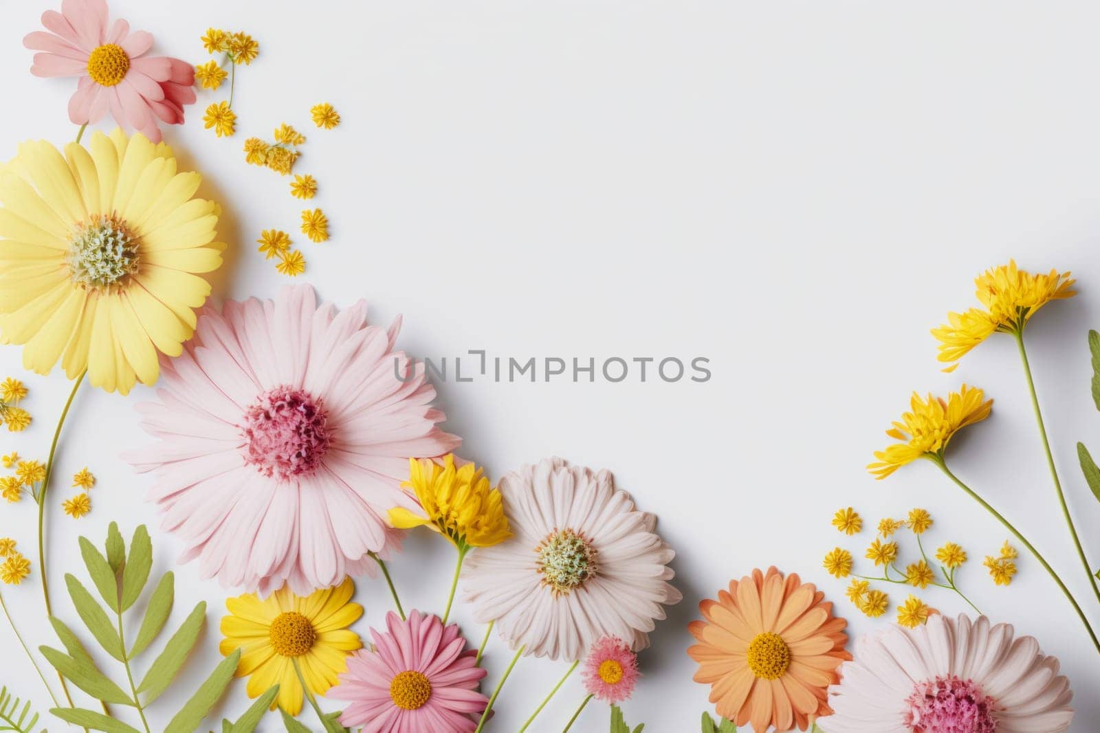 A spring background with pastel-coloured flowers is a natural work of art that showcases the beauty and joy of the season. The soft colour palette, from pale pink to light yellow, creates a sense of calm and serenity in any space. The delicate and elegant flowers add a touch of elegance and sophistication to the background, while the overall ambience is fresh and vibrant. This background is perfect for adding a touch of spring to any design project, whether it's for an advertisement, a website, or to decorate a bedroom.