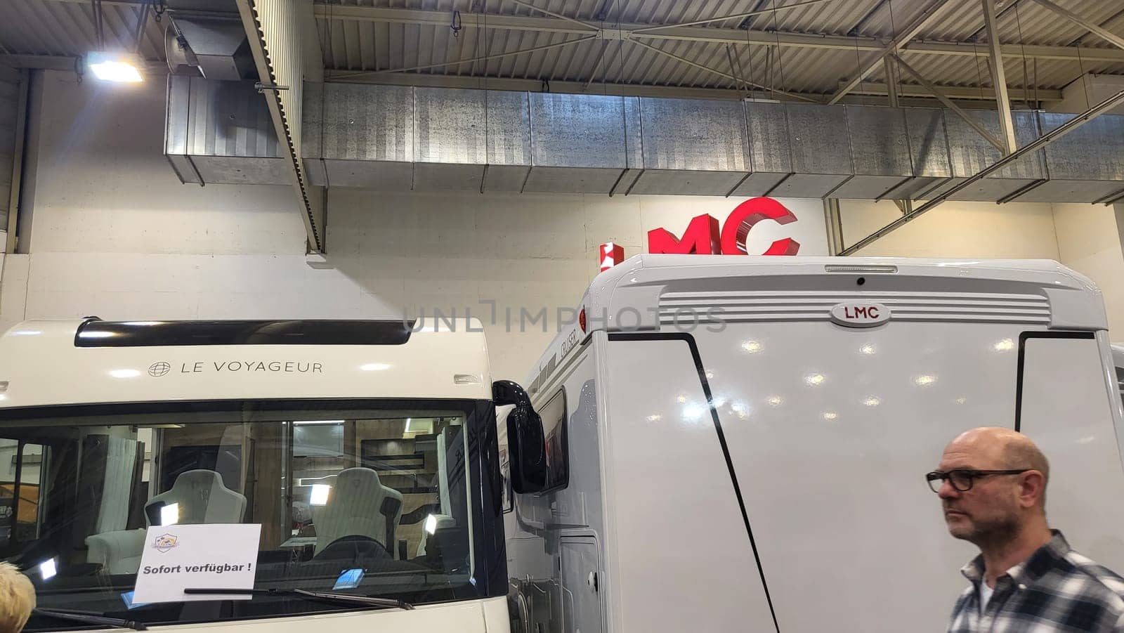 .Essen, Nrw, Germany - February 22, 2023:.Motorhomes at an exhibition for camping and travel in the city of Essen