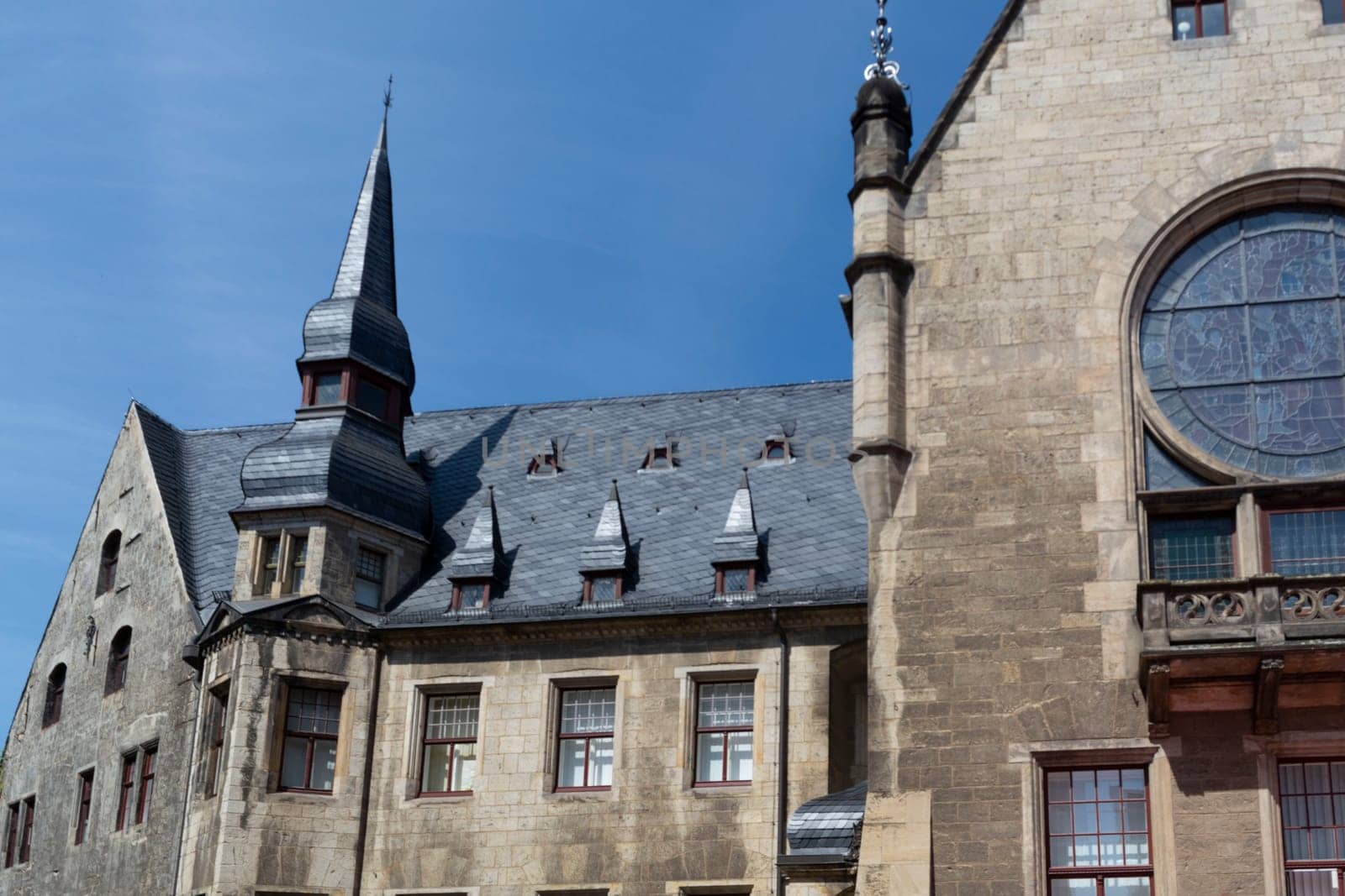 QUEDLINGBURG, GERMANY - JUNE 18, 2021:.Quedlinburg, Germany - June 18, 2021:.Cityscape of medieval city Quedlinburg
