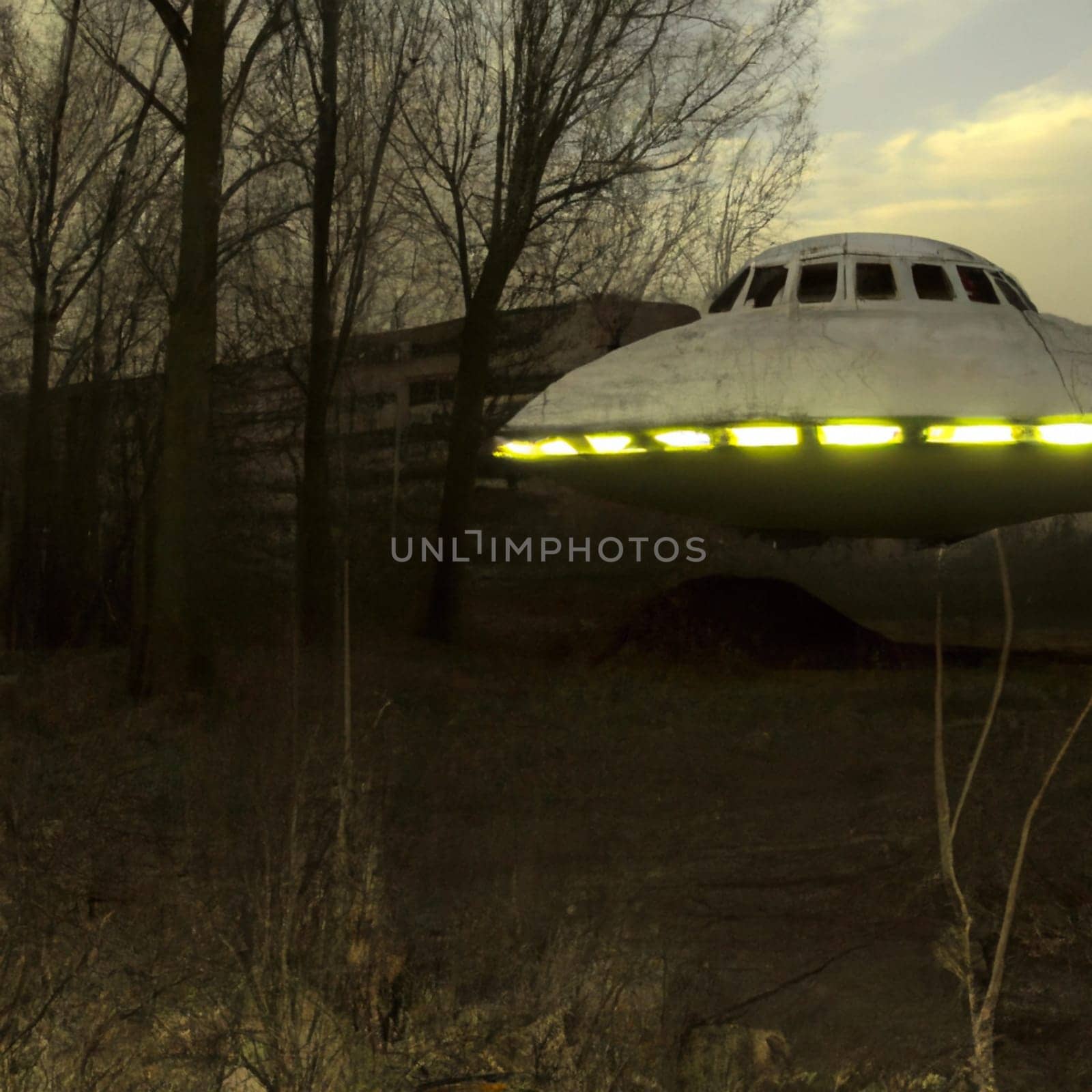 Unidentified flying object UFO. a visually observable moving or stationary, flying or appearing to be flying object in the atmosphere or outer space, or an optical phenomenon. UFO exploring Chernobyl