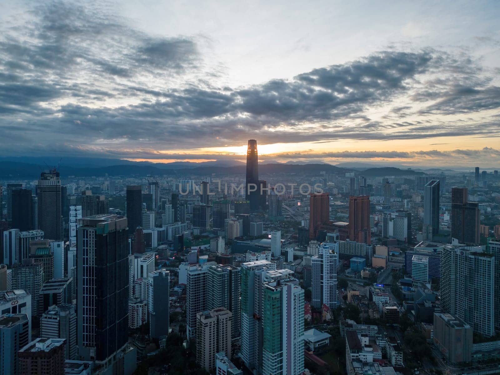 Bukit Bintang, Kuala Lumpur, Malaysia - Dec 05 2022: An aerial view of the TRX 106 building showcasing the city's vibrant and dynamic retail scene.
