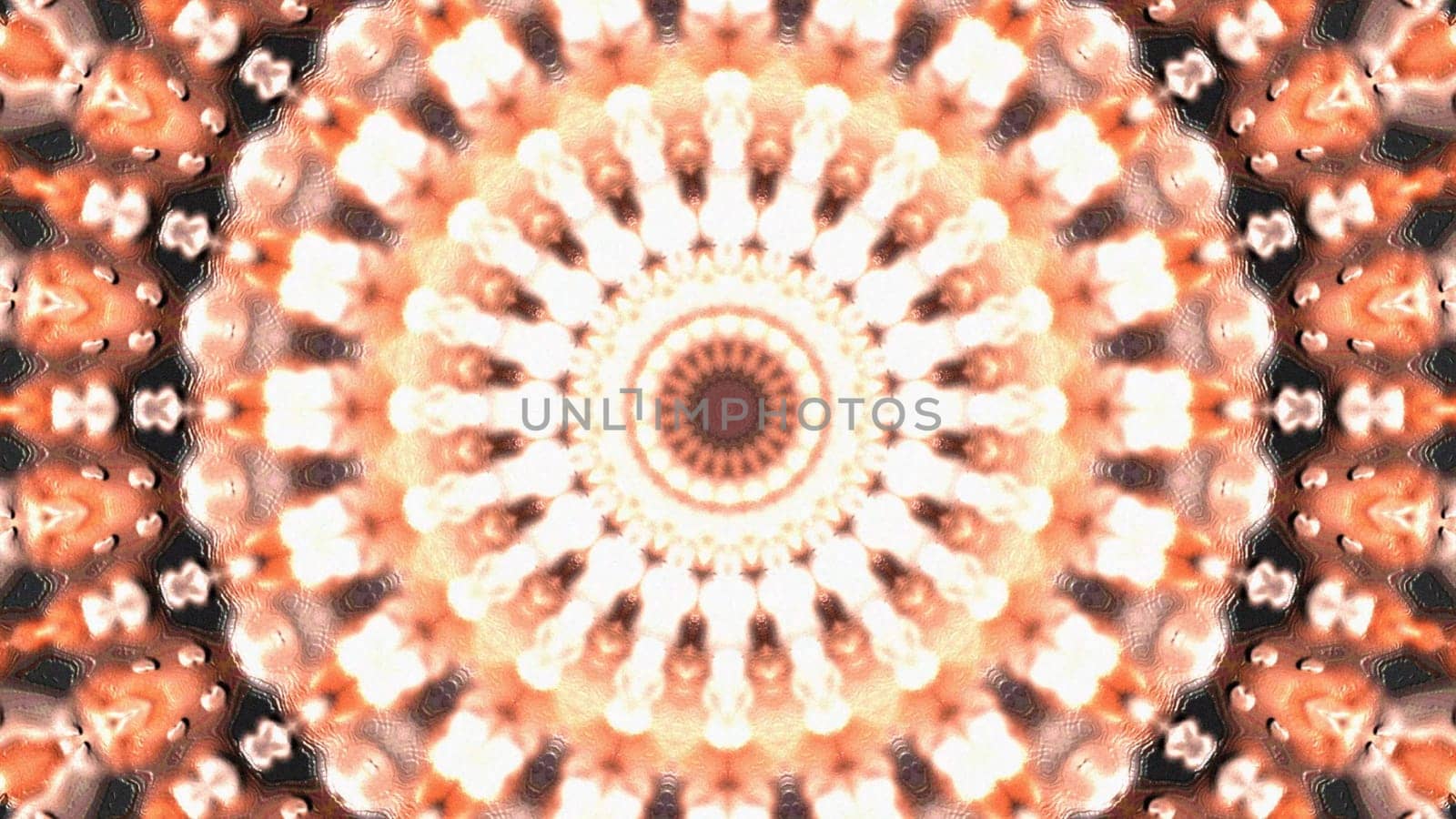 Soft kaleidoscopic glow circle art effect. 2D layout illustration