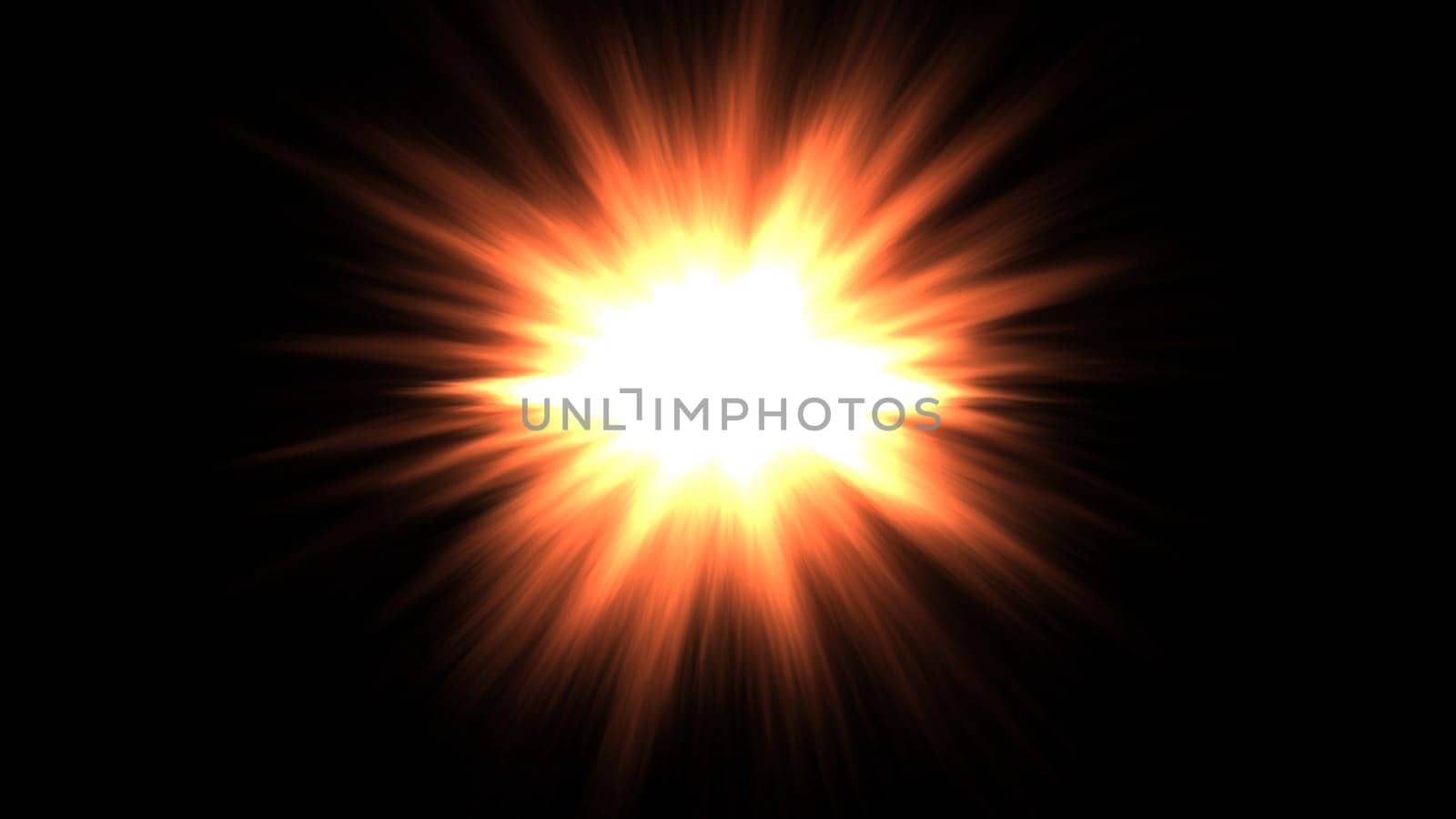 Fire burst glow light leak in center. 2D layout illustration