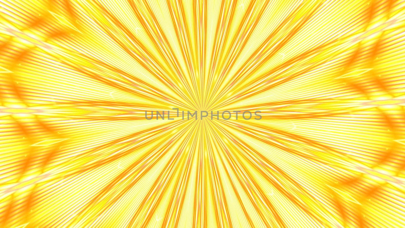 Yellow star shape kaleidoscopic background. 2D layout illustration