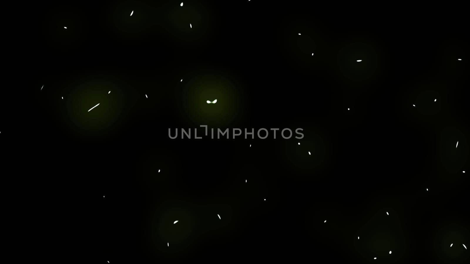 Green firefly animation background. 2D layout illustration