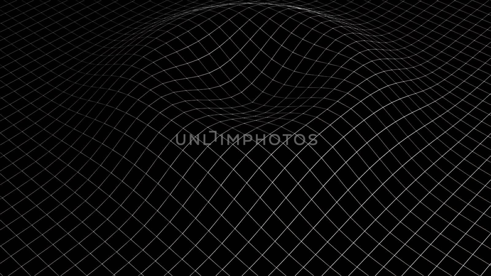 White wave grid mesh. Computer generated 3d render