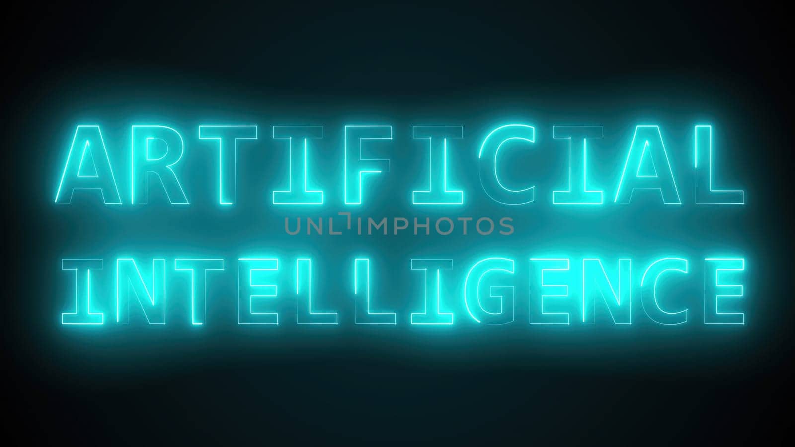 Artificial intelligence text. Computer generated 3d render